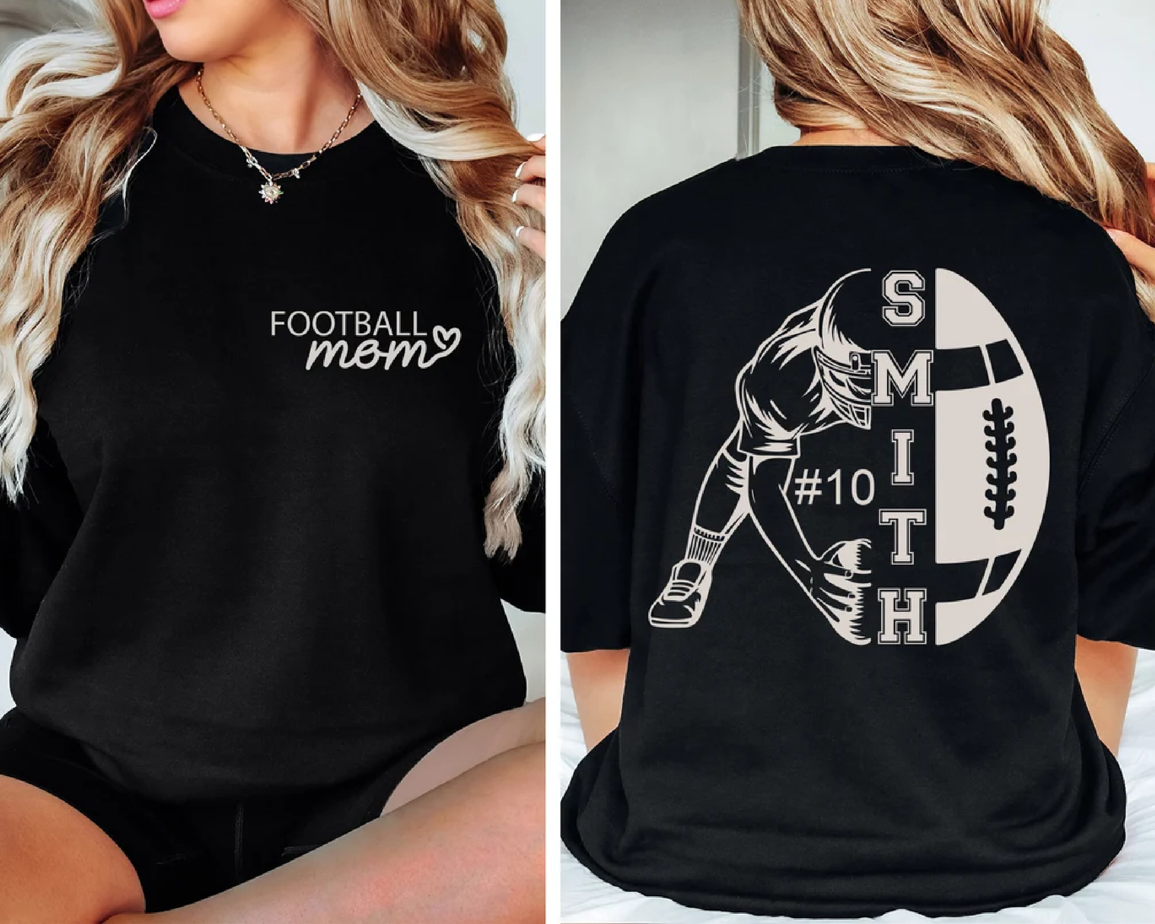 Custom Football Mom Shirt – Personalized Name & Number Tee