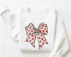 Coquette Sketch Bow Sweatshirt - Hand-Drawn Heart Ribbon Valentine's Crewneck - vl36