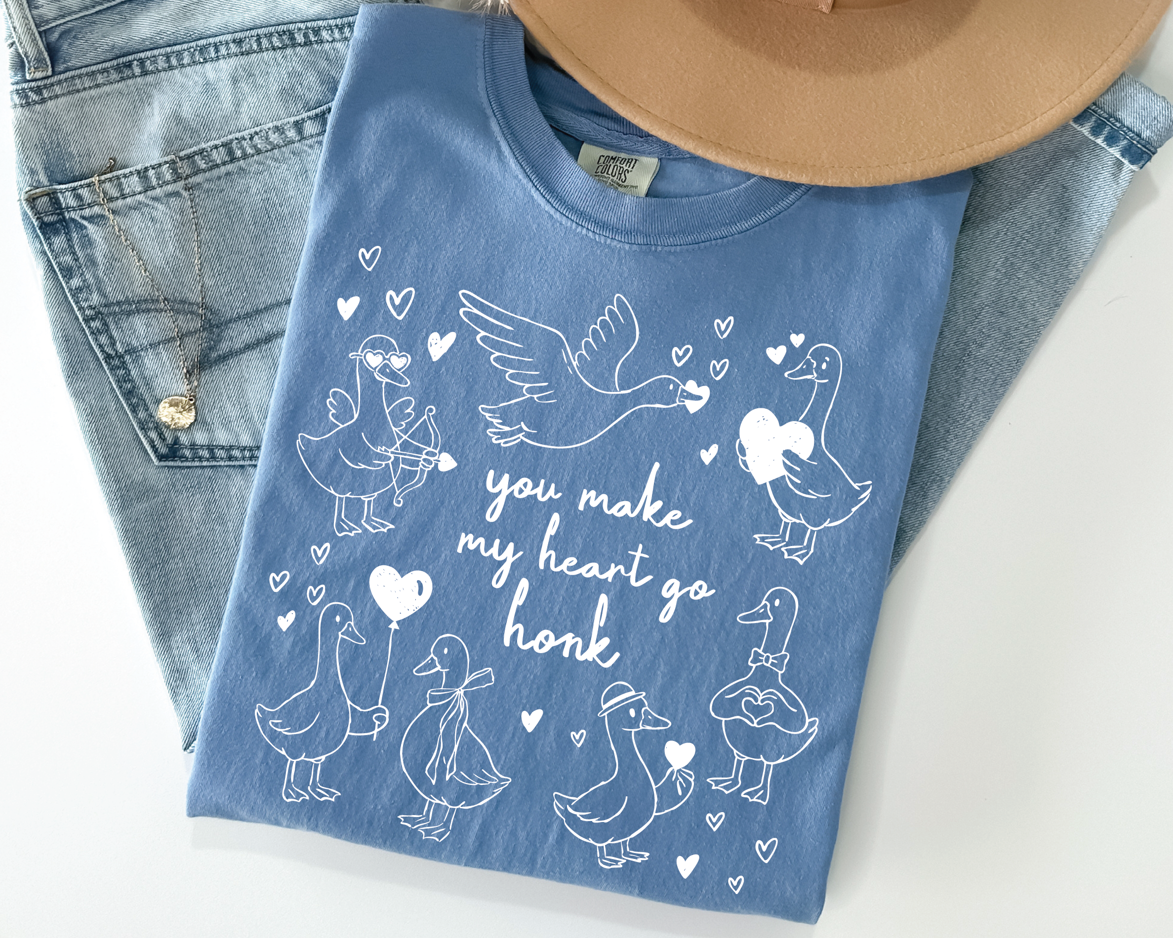 Comfort Colors® Goose Shirt - "You Make My Heart Go Honk" Funny Valentine -VL26