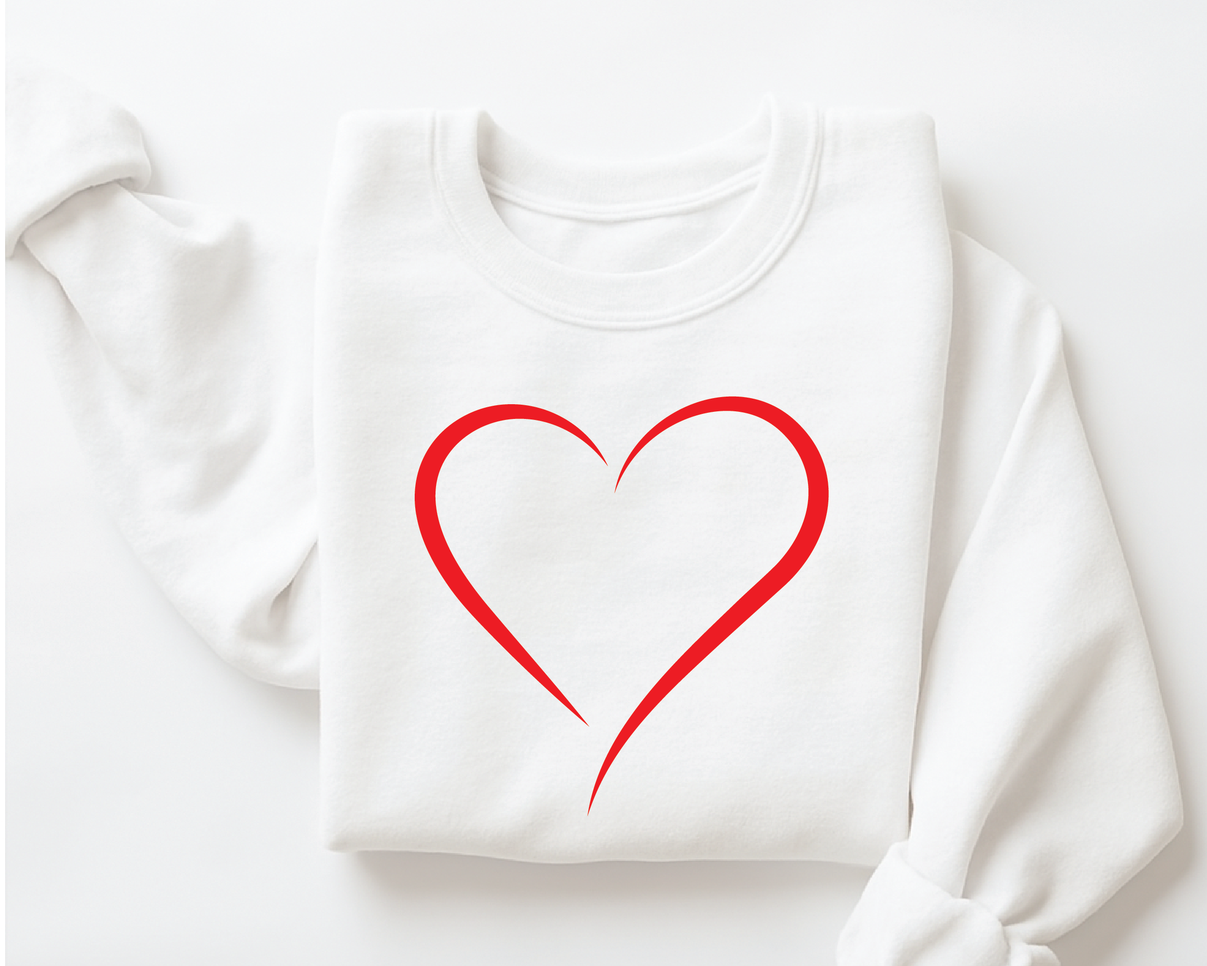 Minimalist Heart Outline Sweatshirt - Simple Valentine's Day Crewneck - vl35