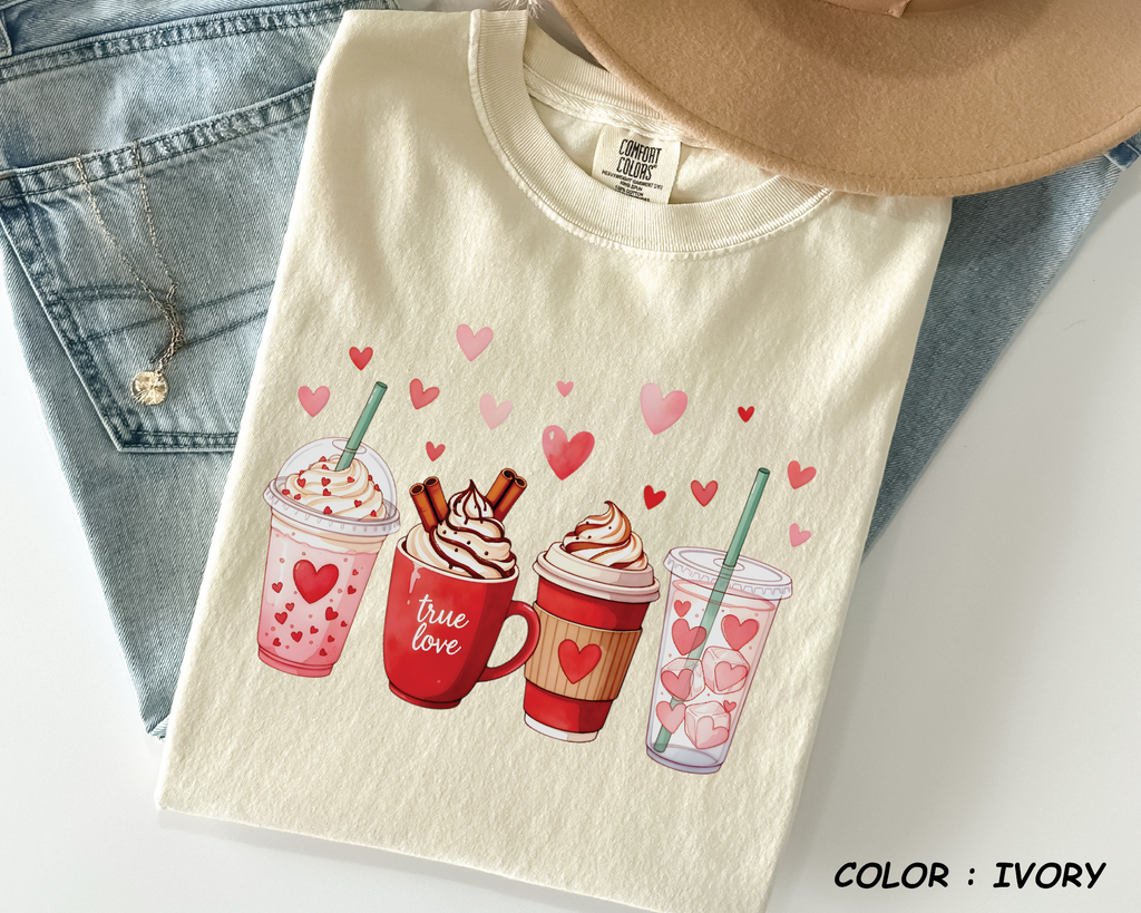 Comfort Colors® Valentine Coffee Shirt - Cute Latte & Iced Coffee Tee - vl40
