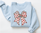 Coquette Sketch Bow Sweatshirt - Hand-Drawn Heart Ribbon Valentine's Crewneck - vl36