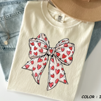 Comfort Colors® Coquette Sketch Bow Shirt - Hand-Drawn Heart Ribbon Tee - vl36