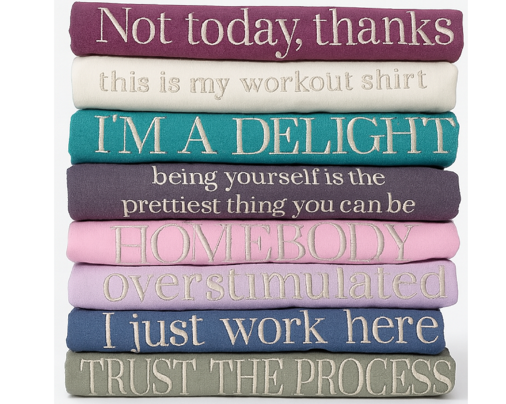 Custom Embroidered Quote Sweatshirt – Personalized Wording Crewneck
