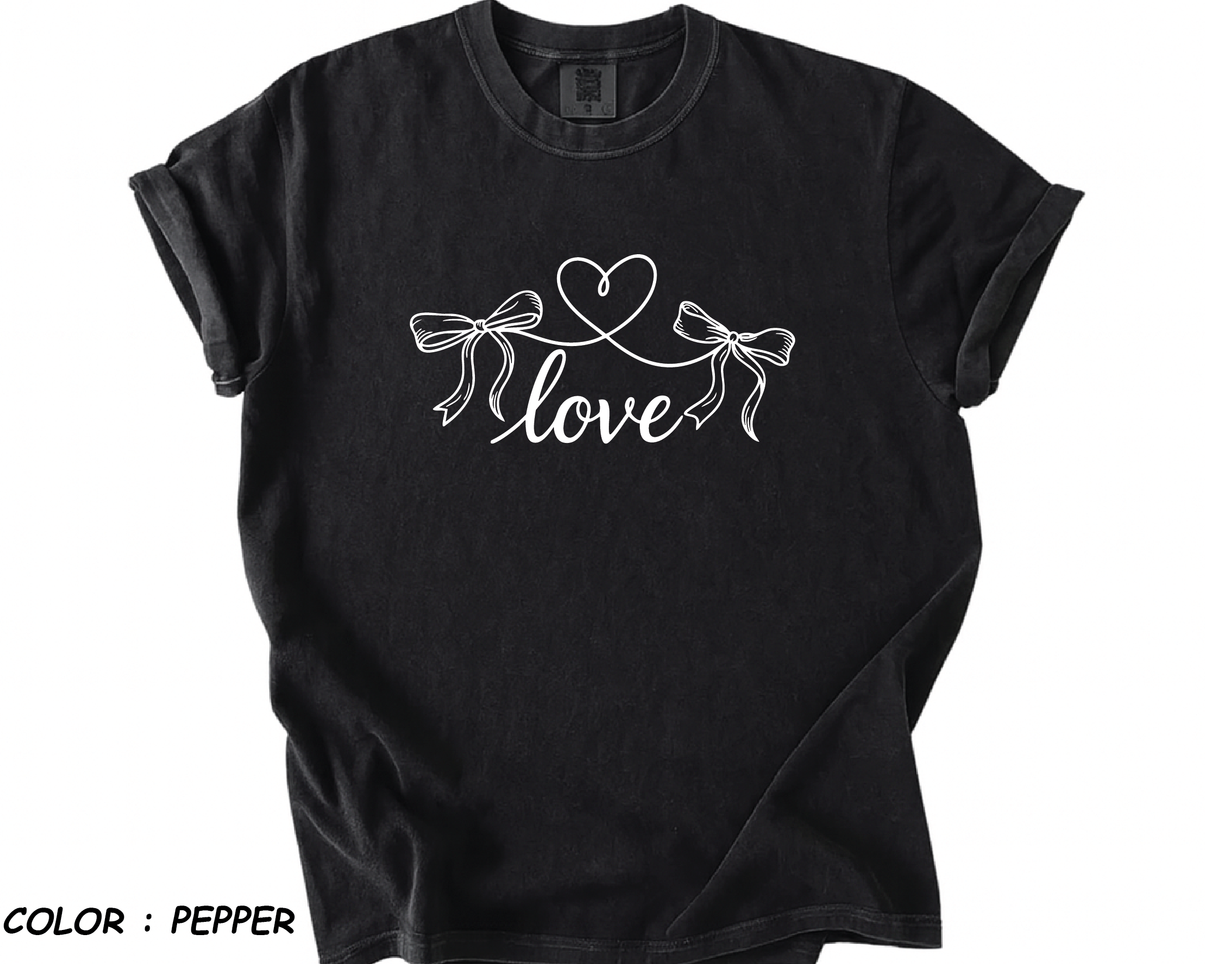 Comfort Colors® Coquette Love Bow Shirt - Ribbon Heart String Tee - vl39