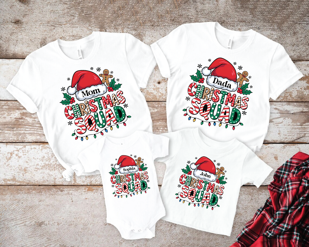 Christmas Squad T-Shirt – Matching Family Christmas Shirts, Personalized Holiday Tee