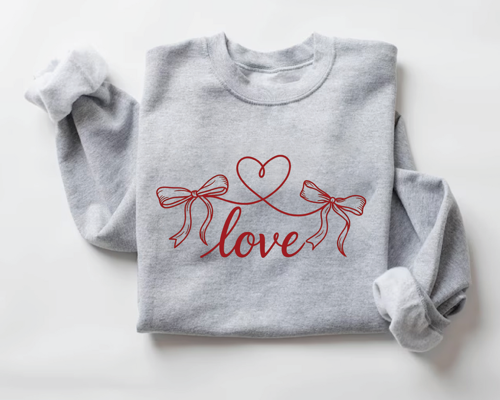 Coquette Love Bow Sweatshirt - Ribbon Heart String Valentine's Crewneck - VL38
