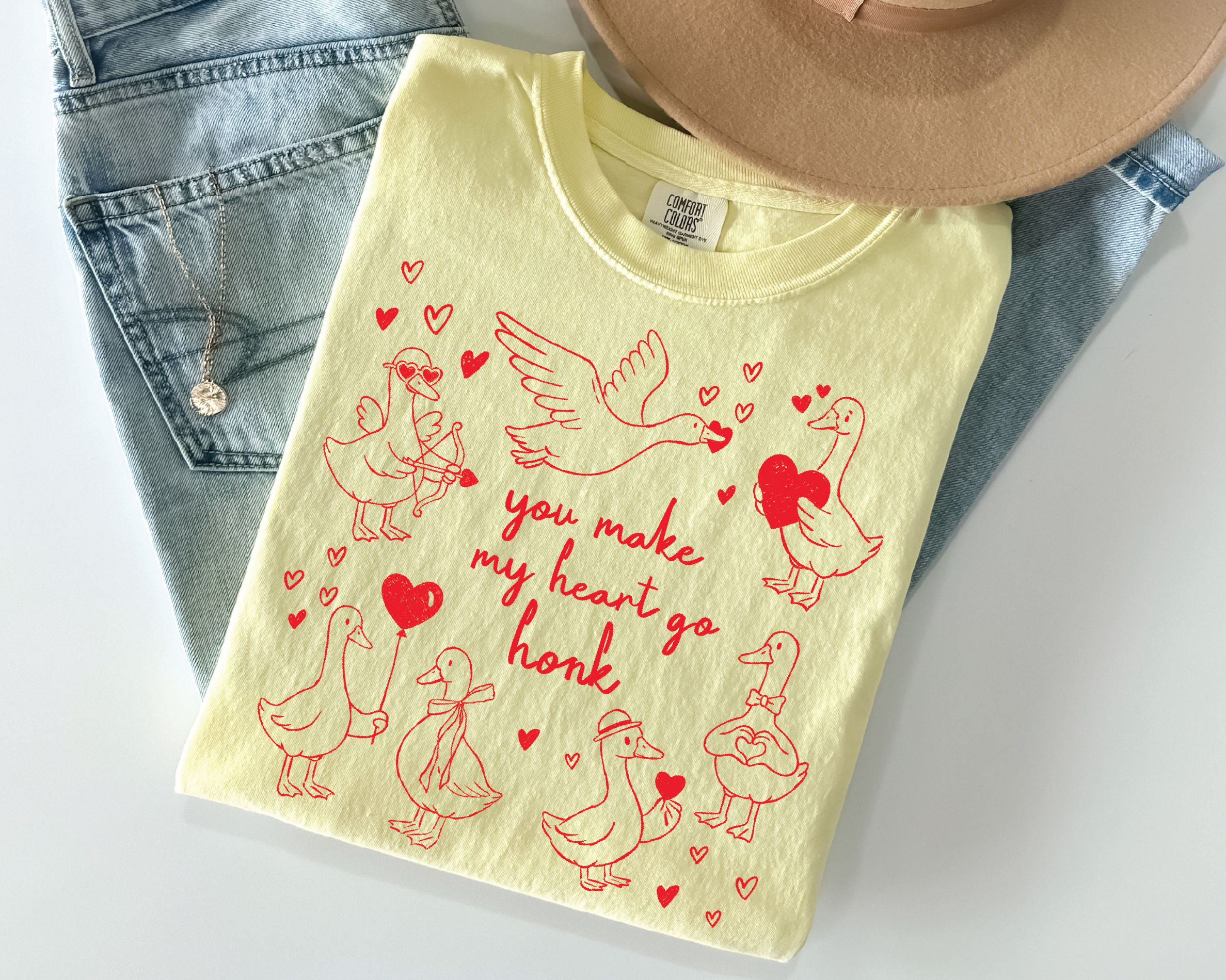 Comfort Colors® Goose Shirt - "You Make My Heart Go Honk" Funny Valentine -VL26