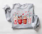 Valentine's Day Coffee Drinks Sweatshirt - Cute Latte & Iced Coffee Crewneck - VL41