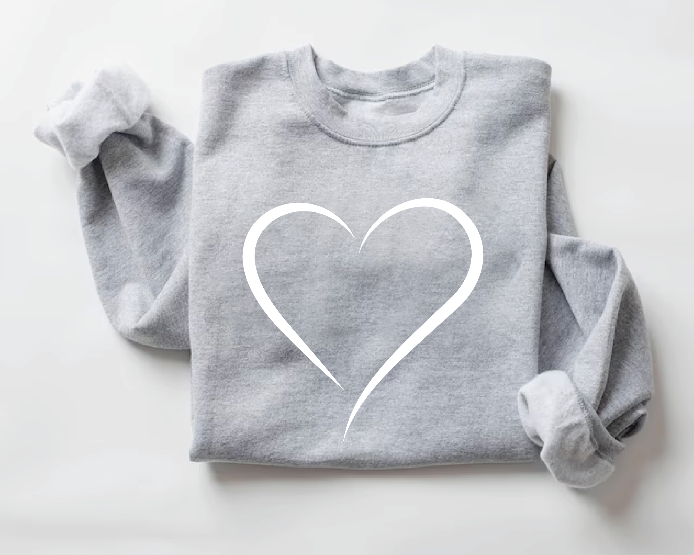 Minimalist Heart Outline Sweatshirt - Simple Valentine's Day Crewneck - vl35