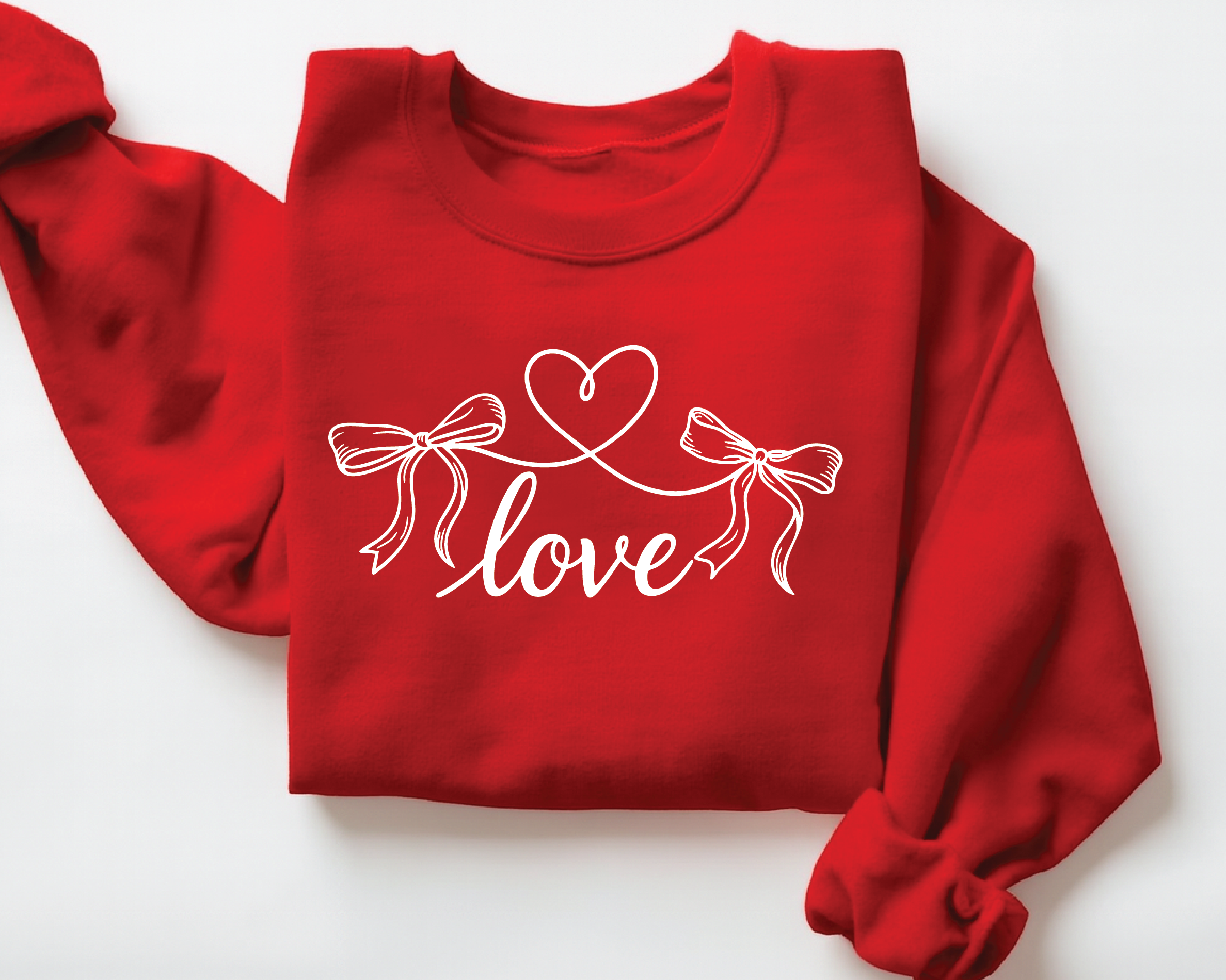 Coquette Love Bow Sweatshirt - Ribbon Heart String Valentine's Crewneck - VL38