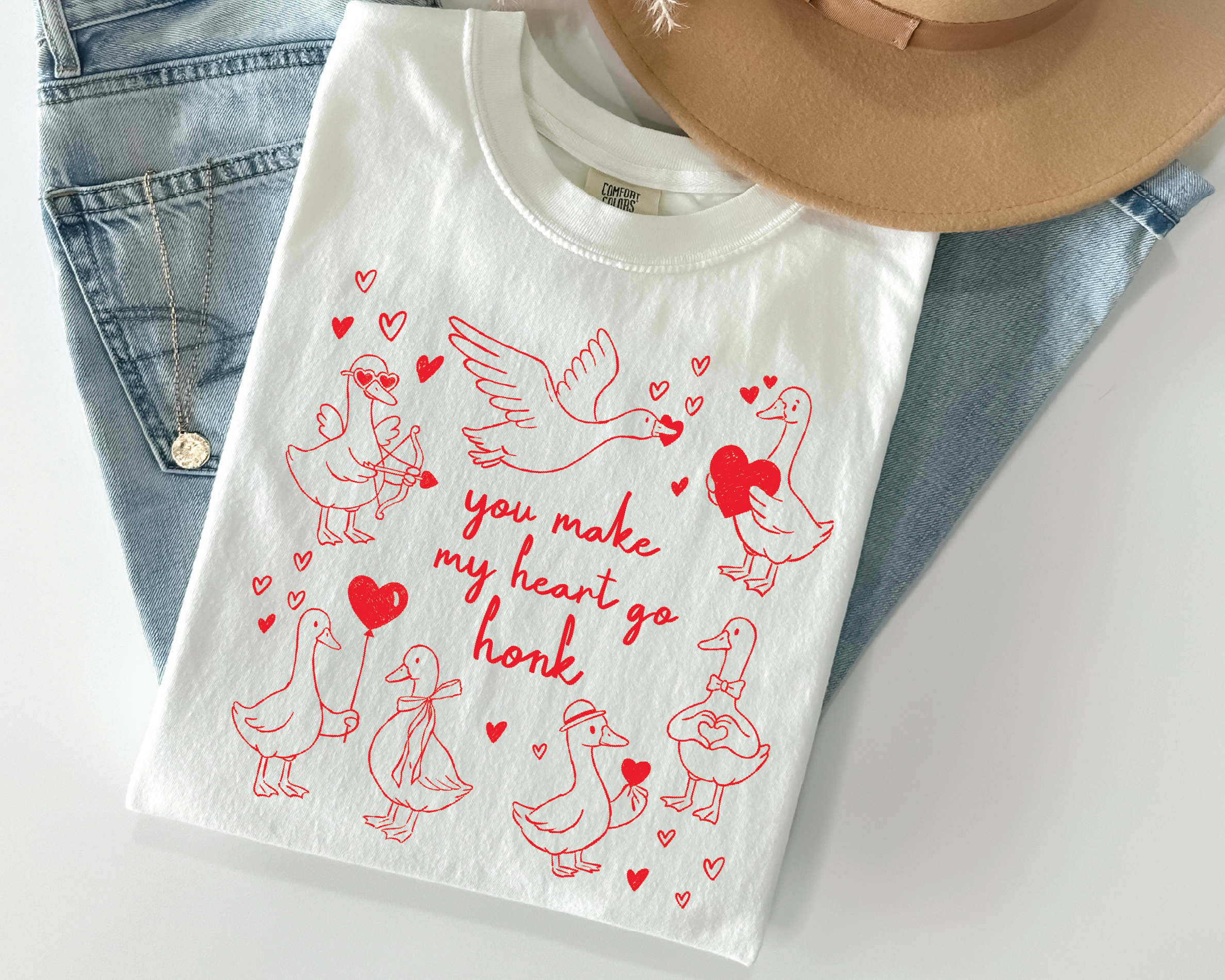 Comfort Colors® Goose Shirt - "You Make My Heart Go Honk" Funny Valentine -VL26