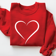 Minimalist Heart Outline Sweatshirt - Simple Valentine's Day Crewneck - vl35
