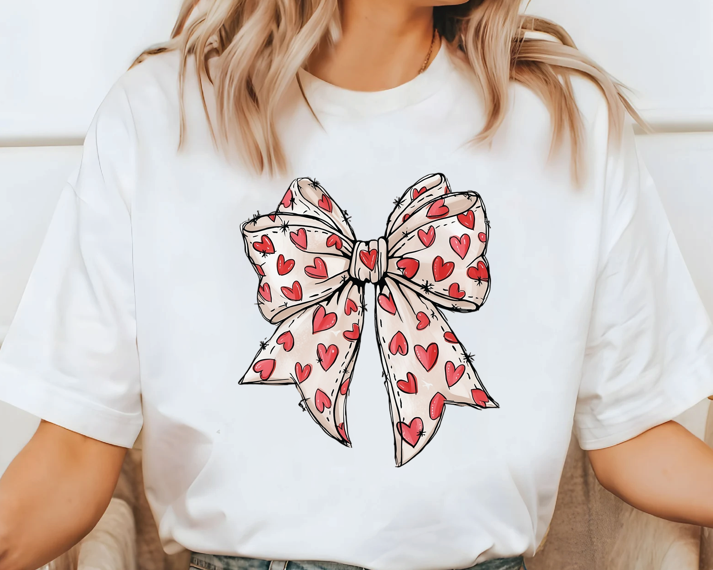 Comfort Colors® Coquette Sketch Bow Shirt - Hand-Drawn Heart Ribbon Tee - vl36