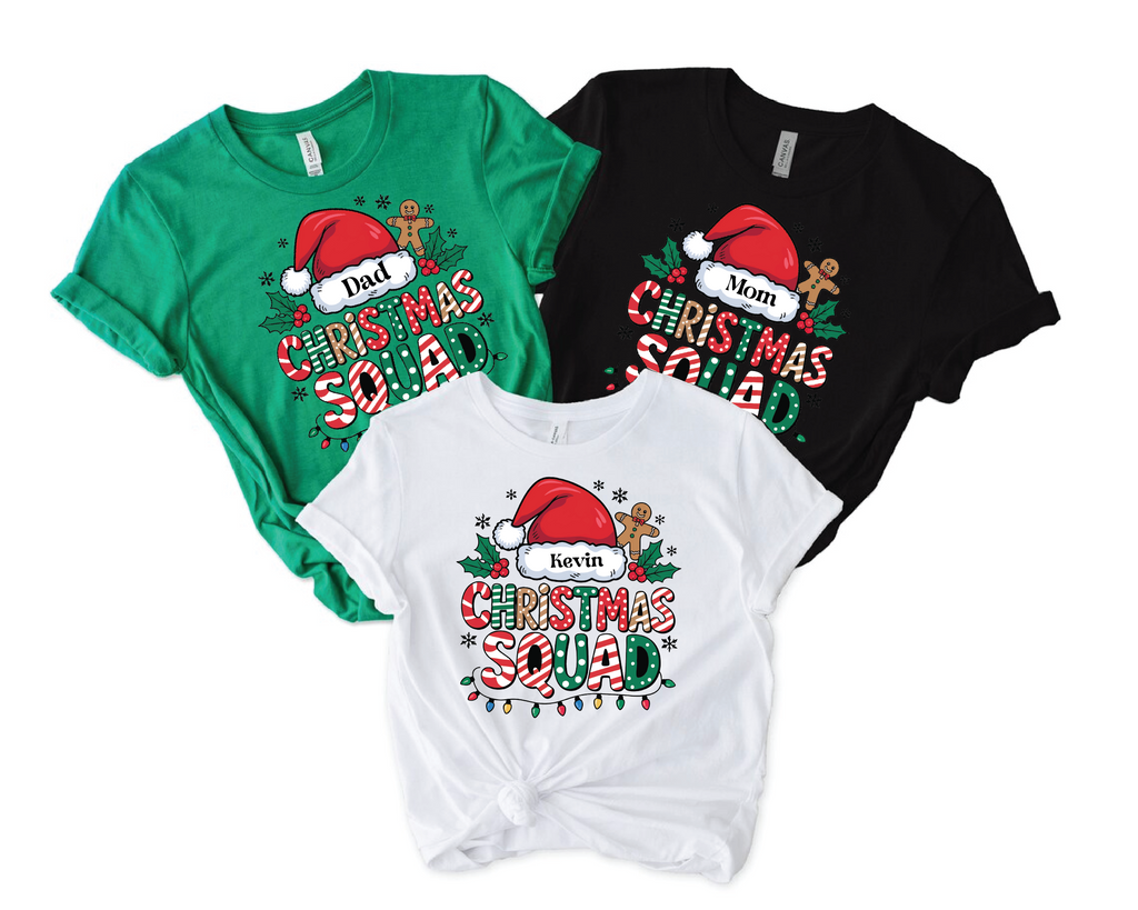 Christmas Squad T-Shirt – Matching Family Christmas Shirts, Personalized Holiday Tee