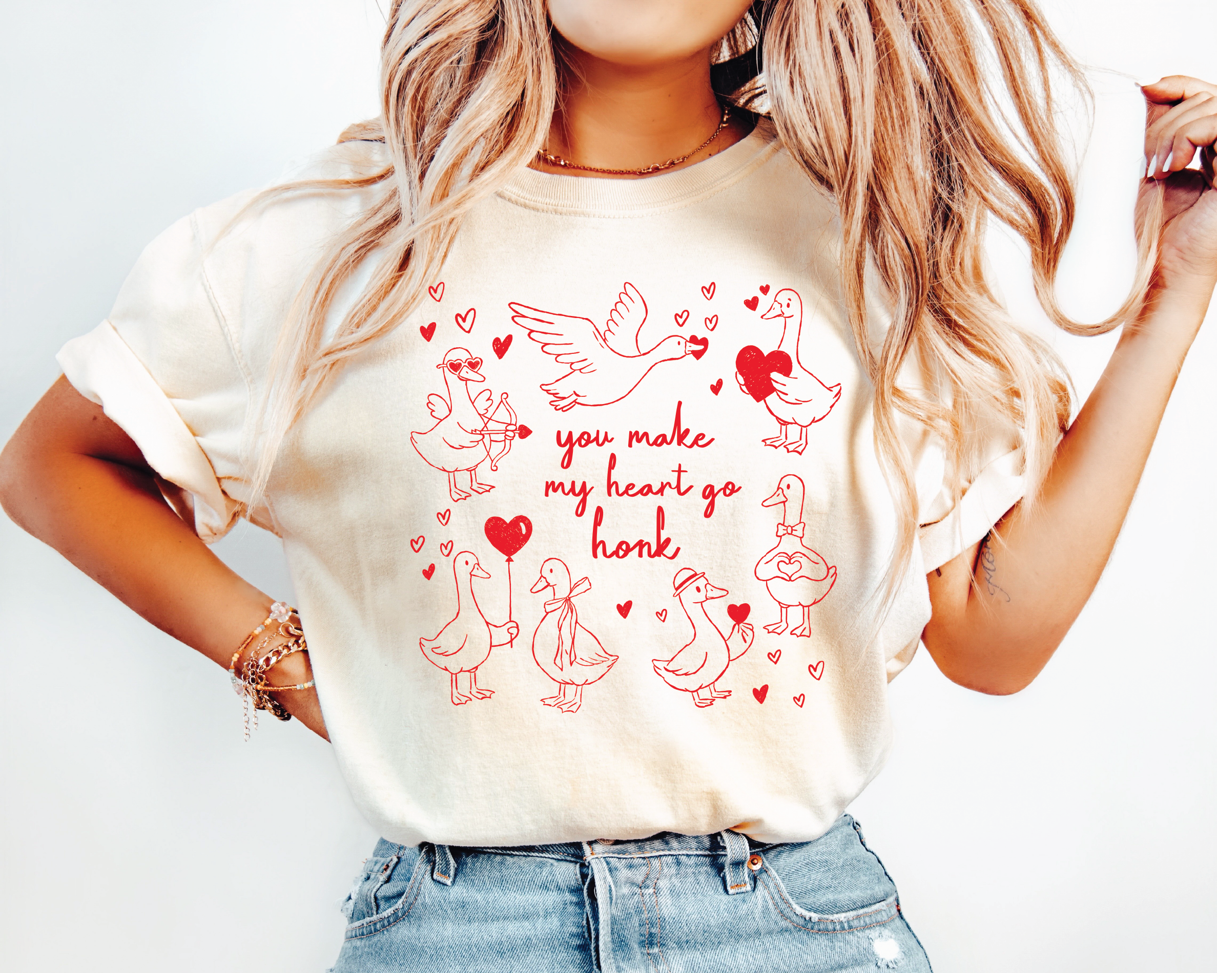 Comfort Colors® Goose Shirt - "You Make My Heart Go Honk" Funny Valentine -VL26