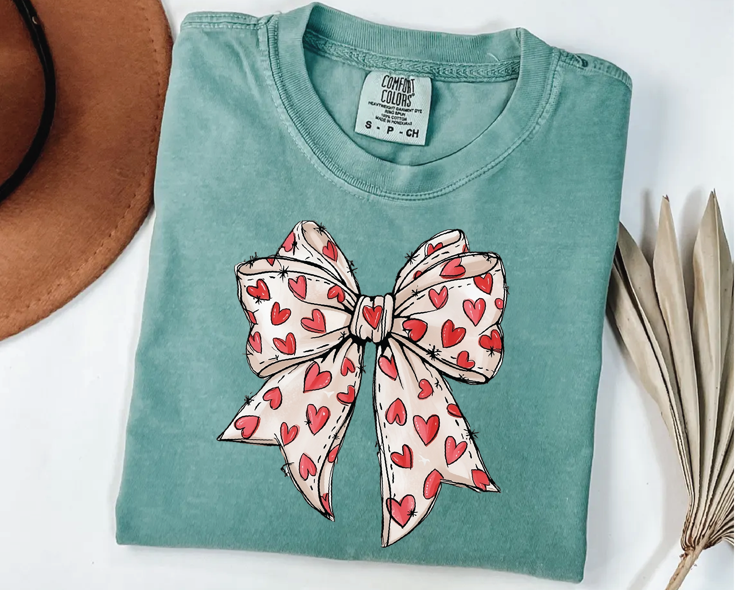 Comfort Colors® Coquette Sketch Bow Shirt - Hand-Drawn Heart Ribbon Tee - vl36
