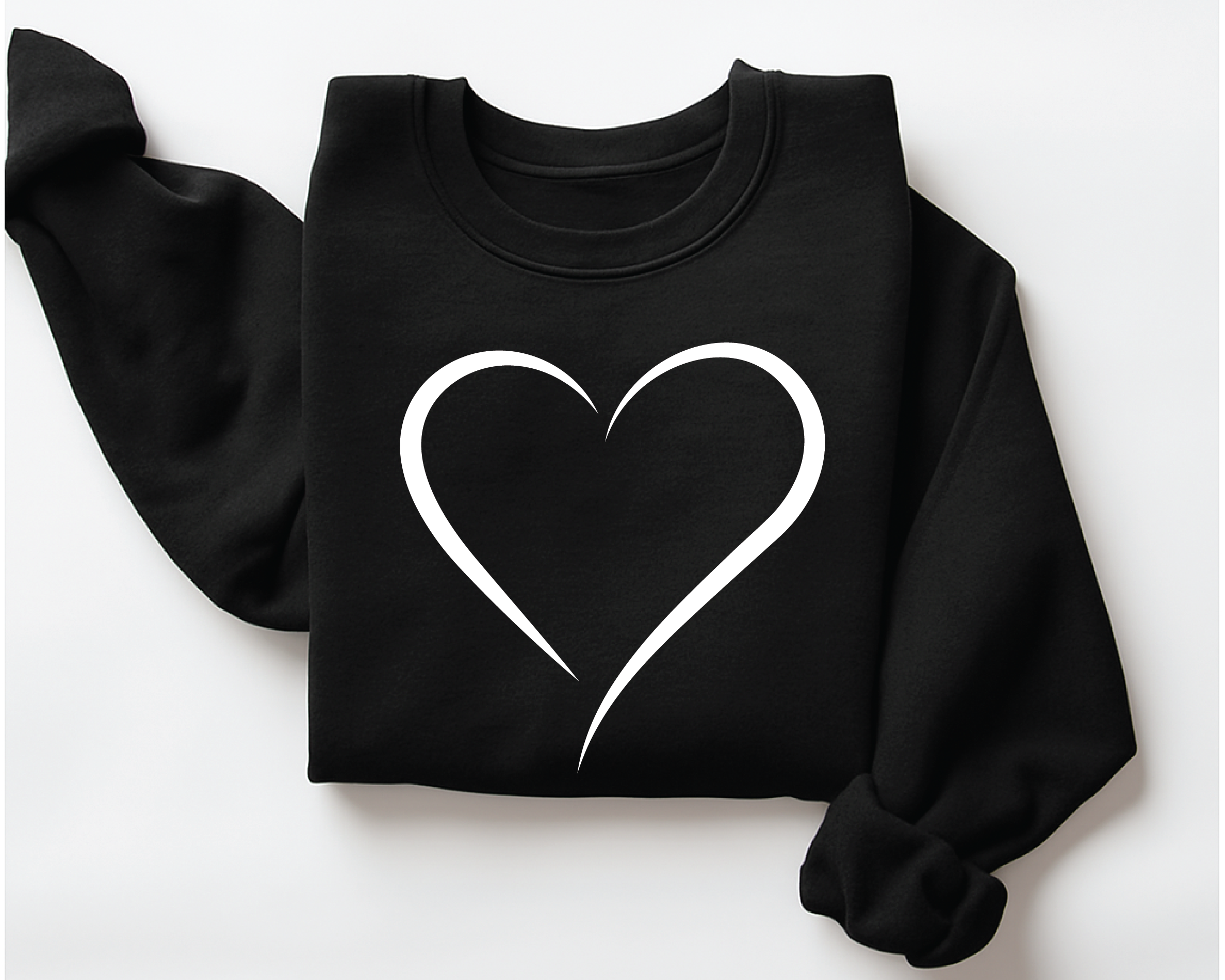 Minimalist Heart Outline Sweatshirt - Simple Valentine's Day Crewneck - vl35