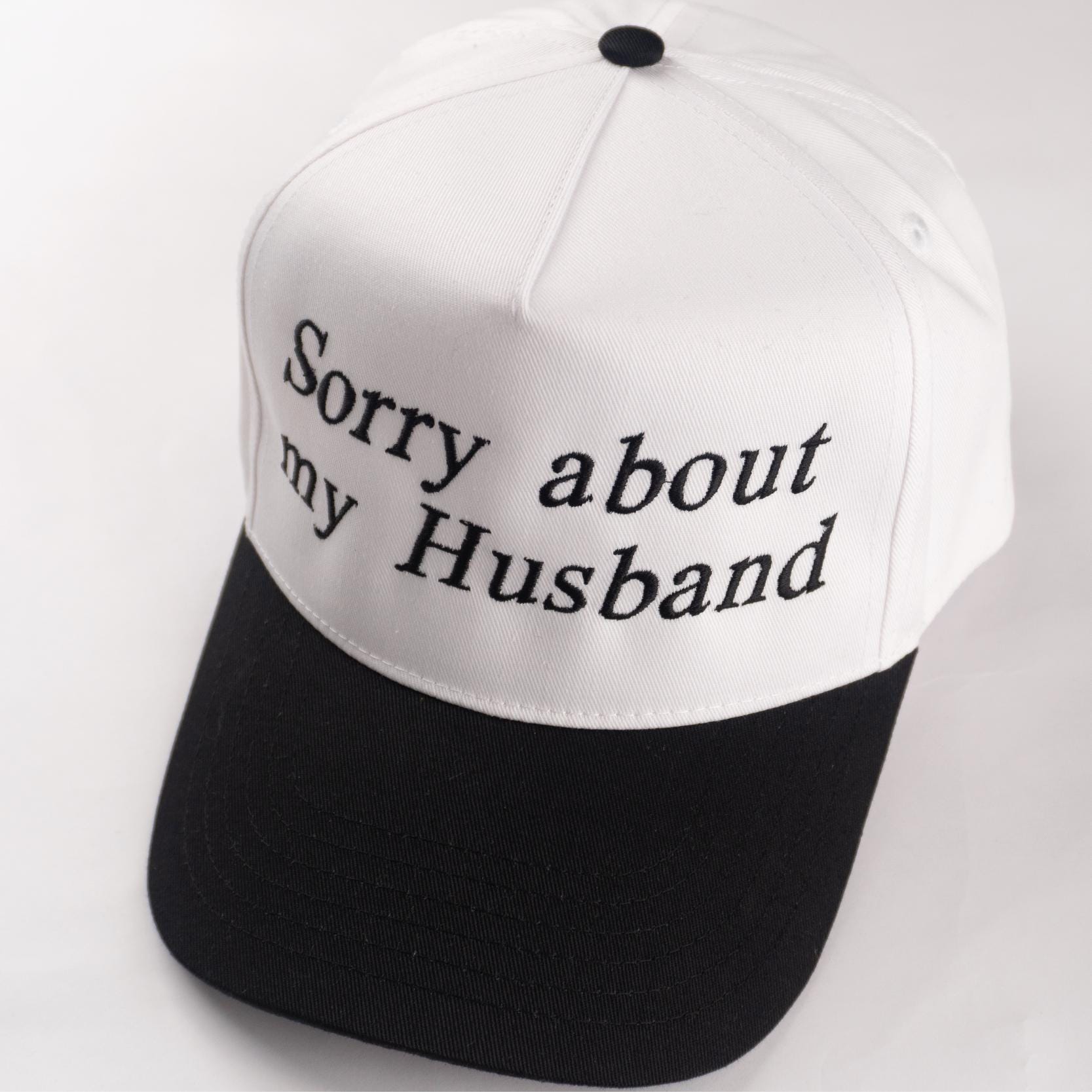 Sorry About My Husband Hat, Funny Wife Hat, Sarcastic Embroidered Hat, Vintage Trucker Cap, Humor Gift for Women
