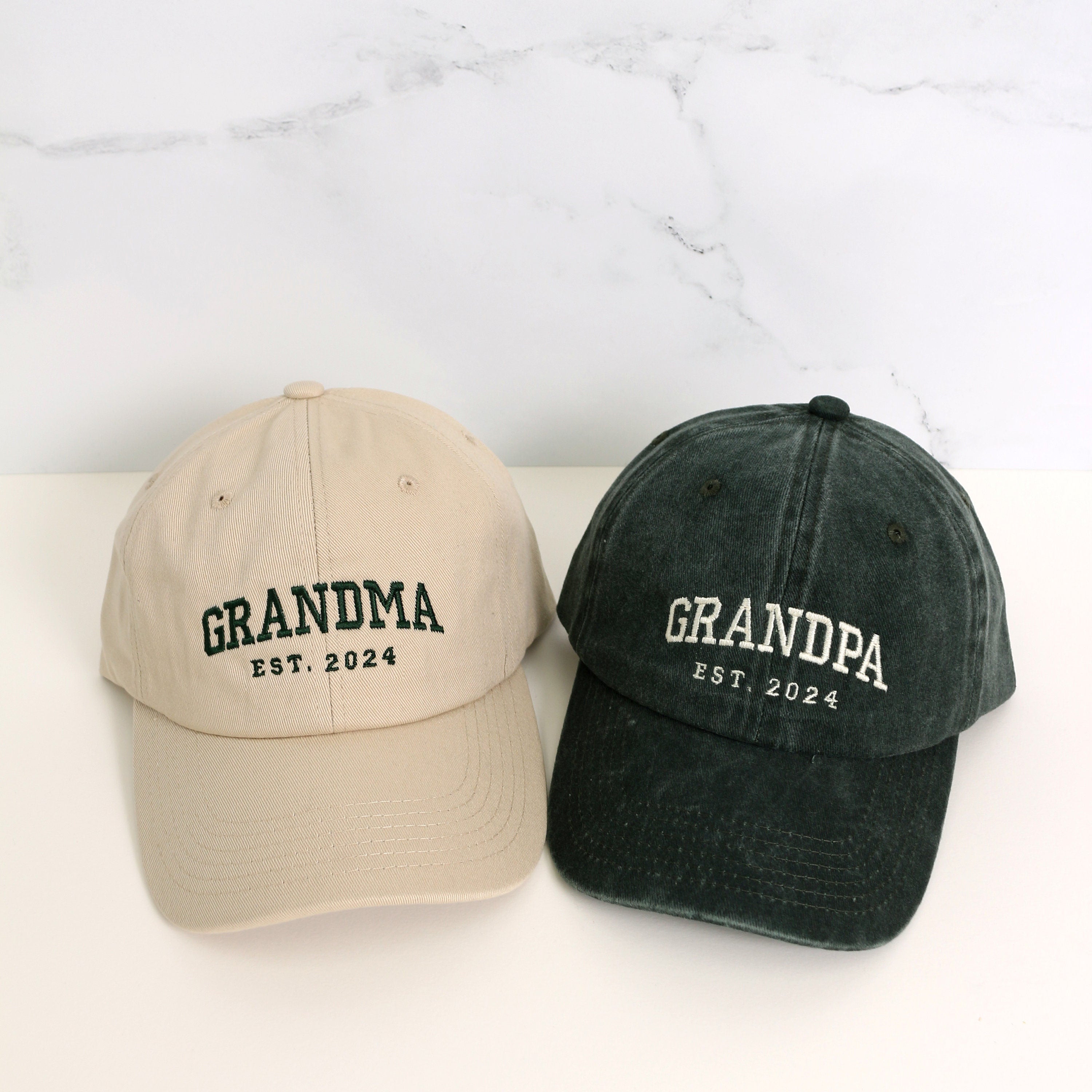 Personalized Grandma Grandpa Hat – Custom EST Year Embroidered Cap - HGM1