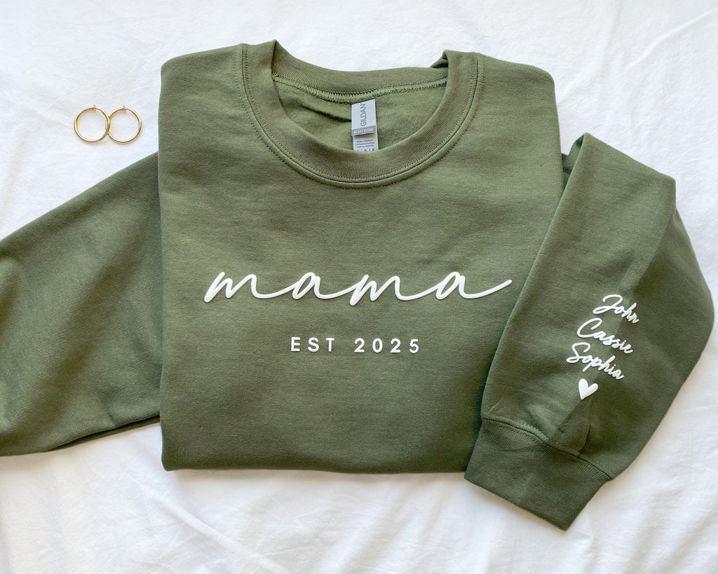 Custom Mama est. year Puff Print Shirt