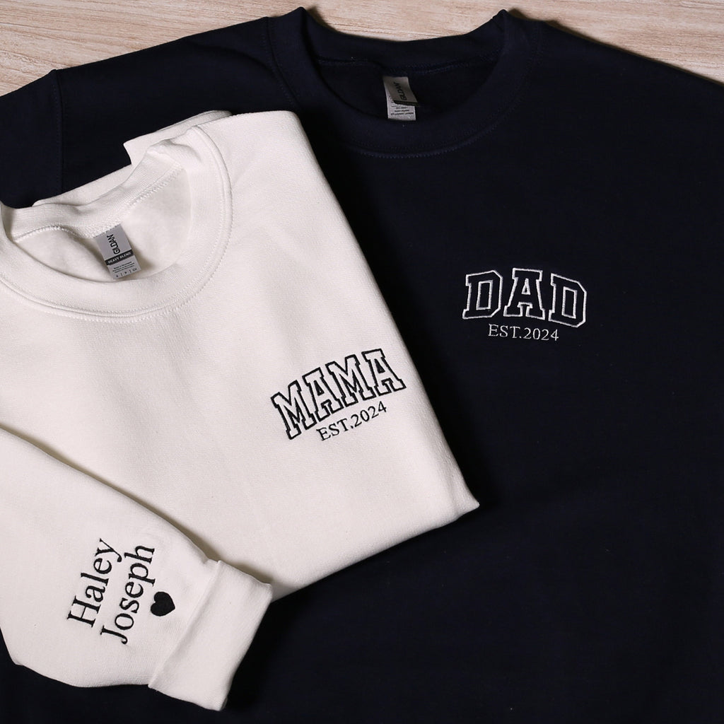 Custom Mama and Dad Est. Year Embroidery Shirt