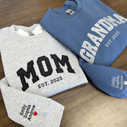 Custom Mom or Grandma Glitter Embroidery Shirt
