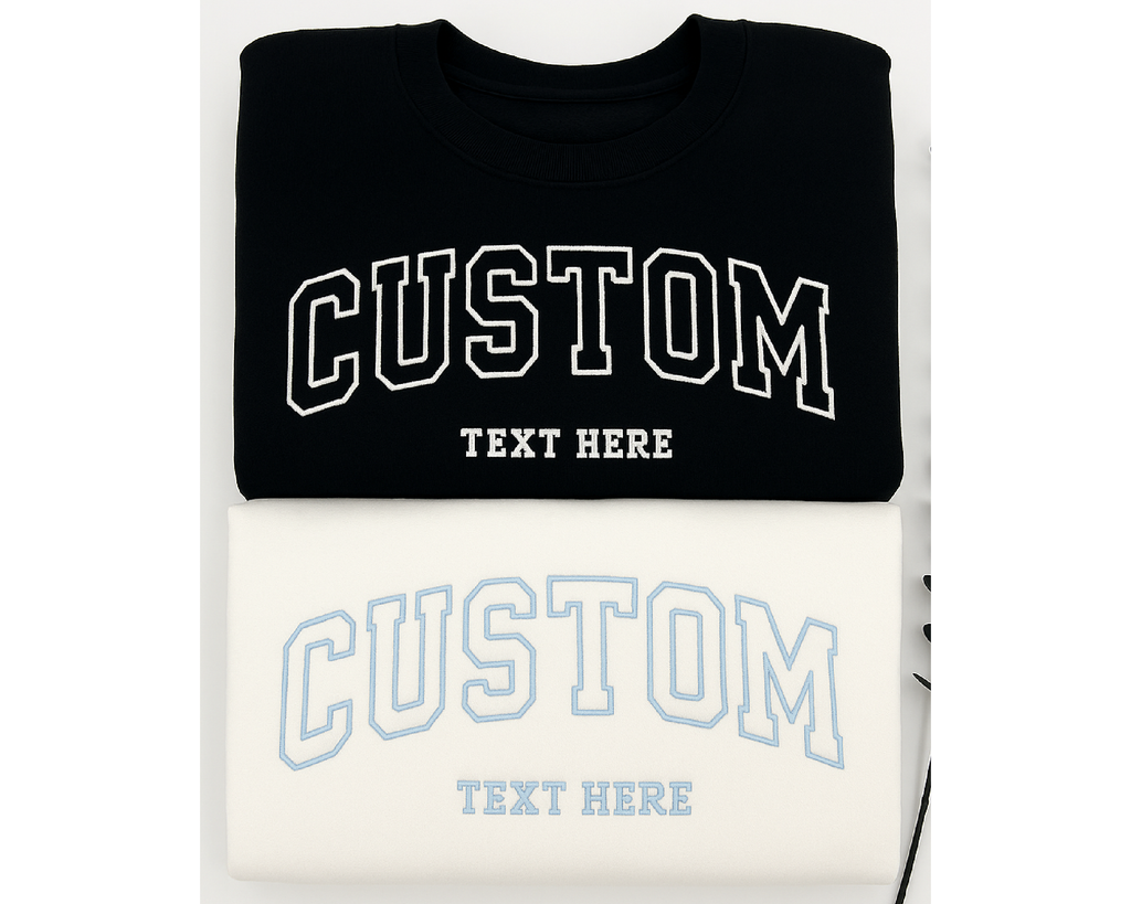 Custom Varsity Sweatshirt – Personalized Embroidered Text Crewneck