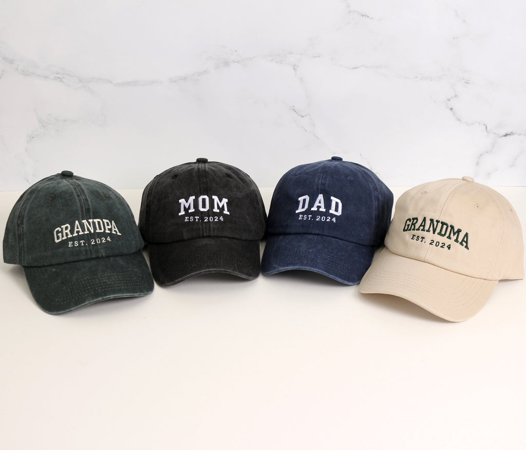 Personalized Grandma Grandpa Hat – Custom EST Year Embroidered Cap - HGM1
