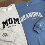 Custom Mom or Grandma Glitter Embroidery Shirt