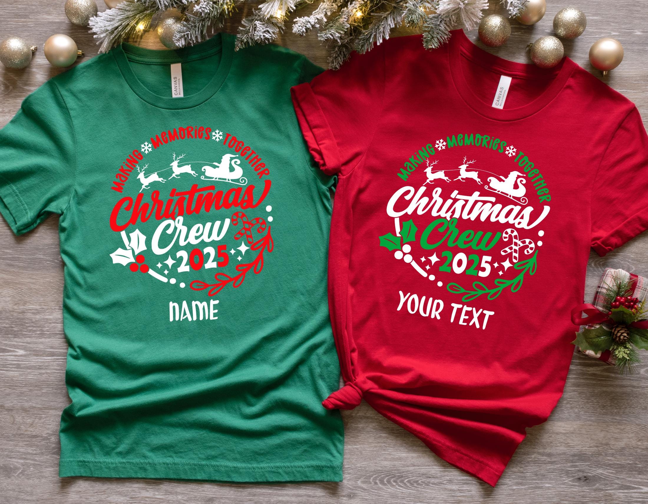 Christmas Crew 2025 Shirt – Matching Family Christmas Outfits, Personalized Holiday T-Shirts, Custom Family Name Tee - CM26