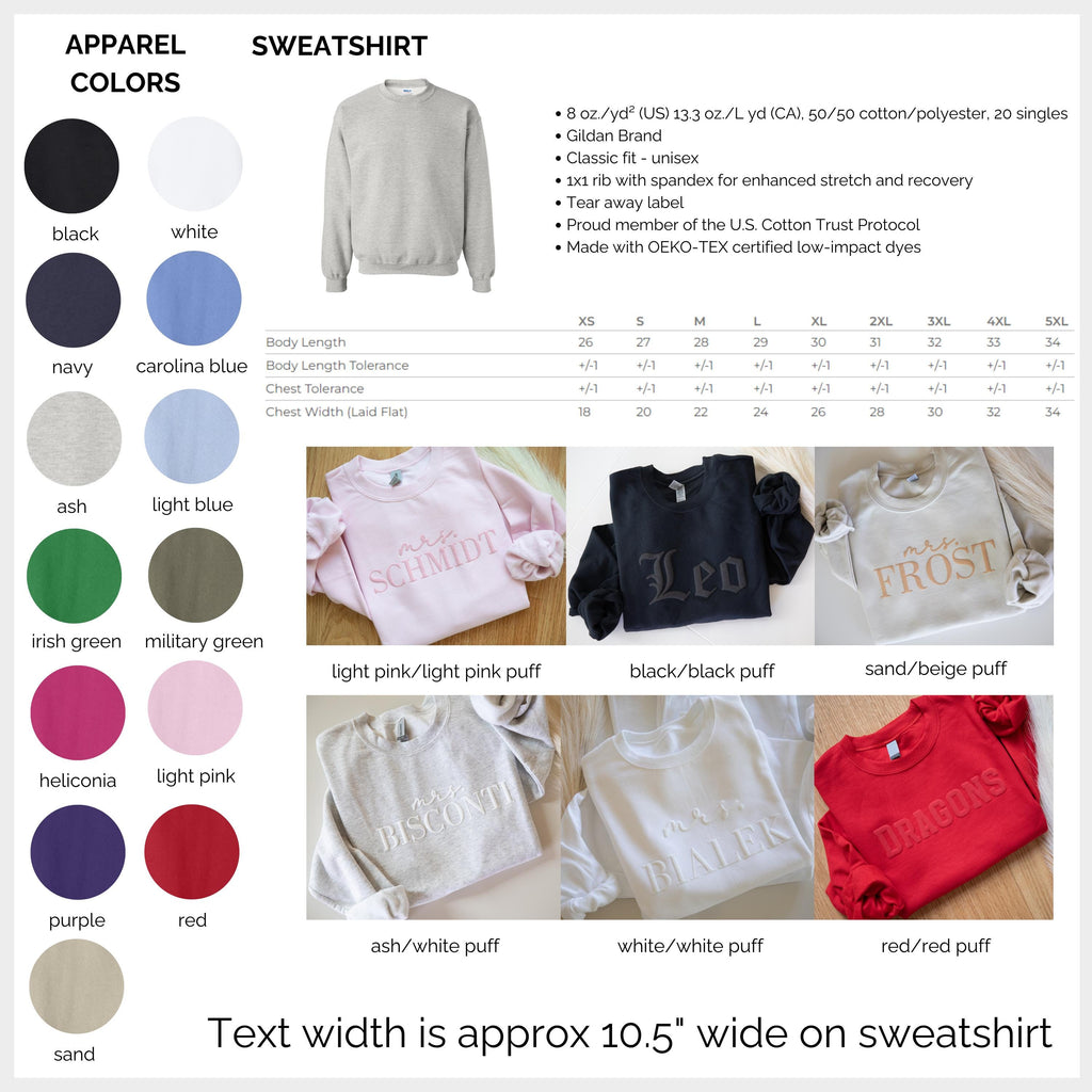 Custom Puff Print Team Name Sweatshirt