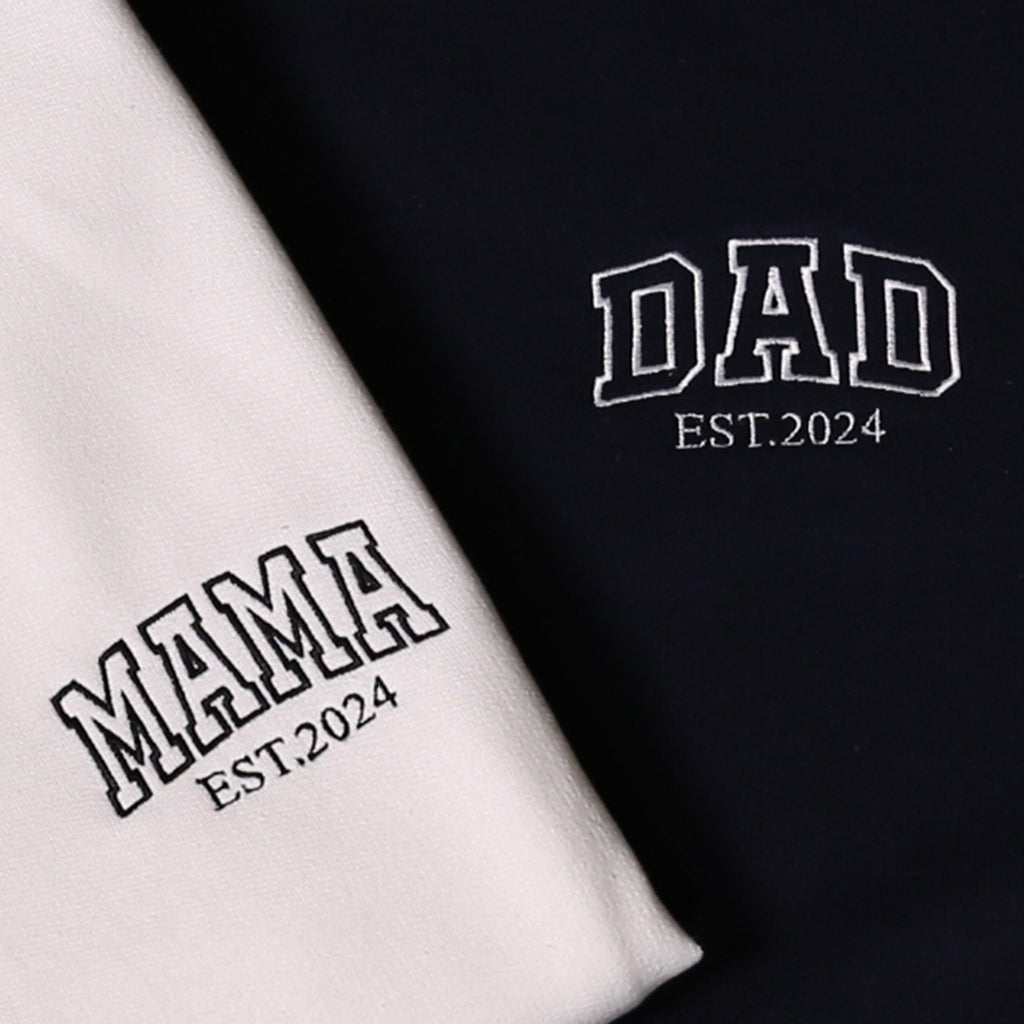 Custom Mama and Dad Est. Year Embroidery Shirt