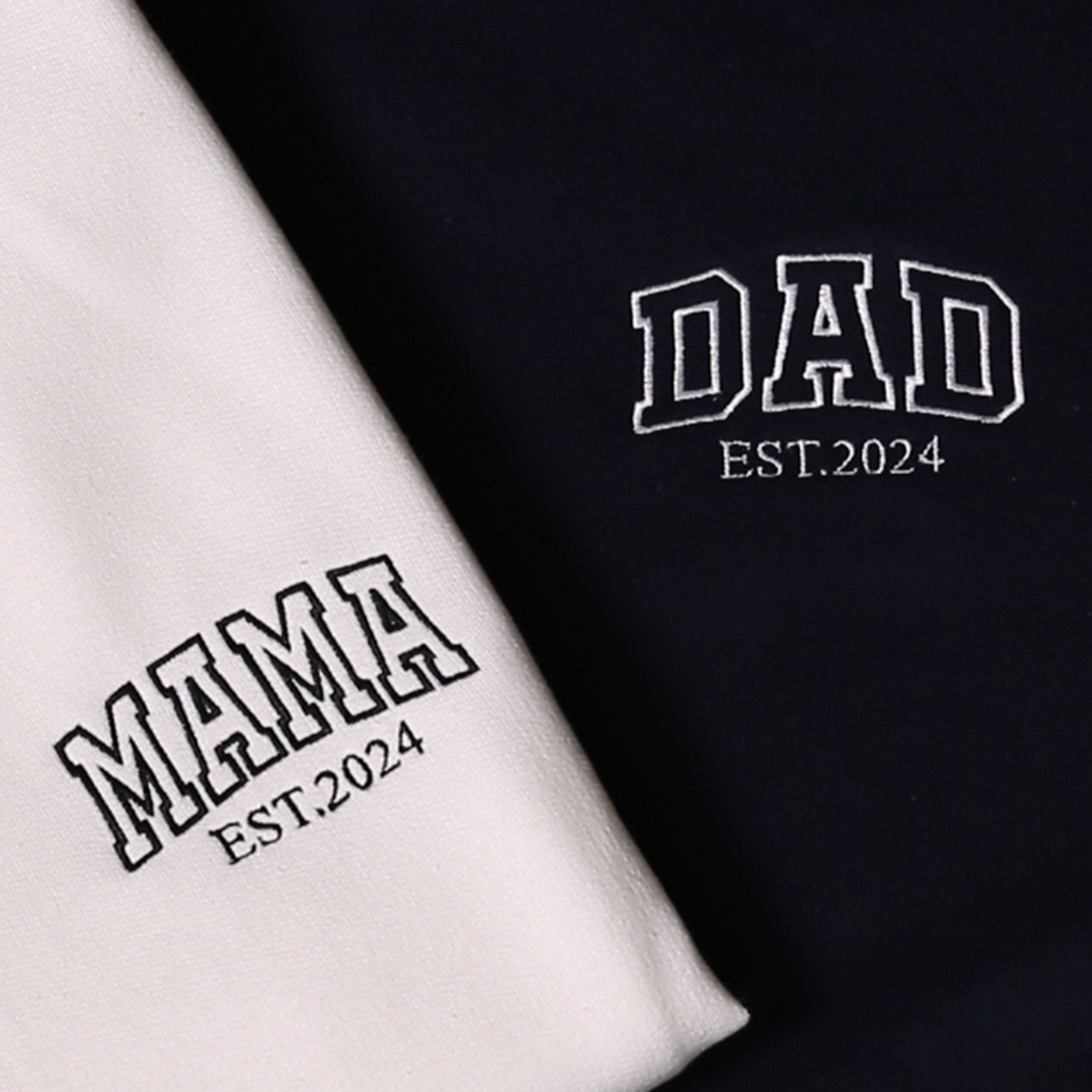 Custom Mama and Dad Est. Year Embroidery Shirt