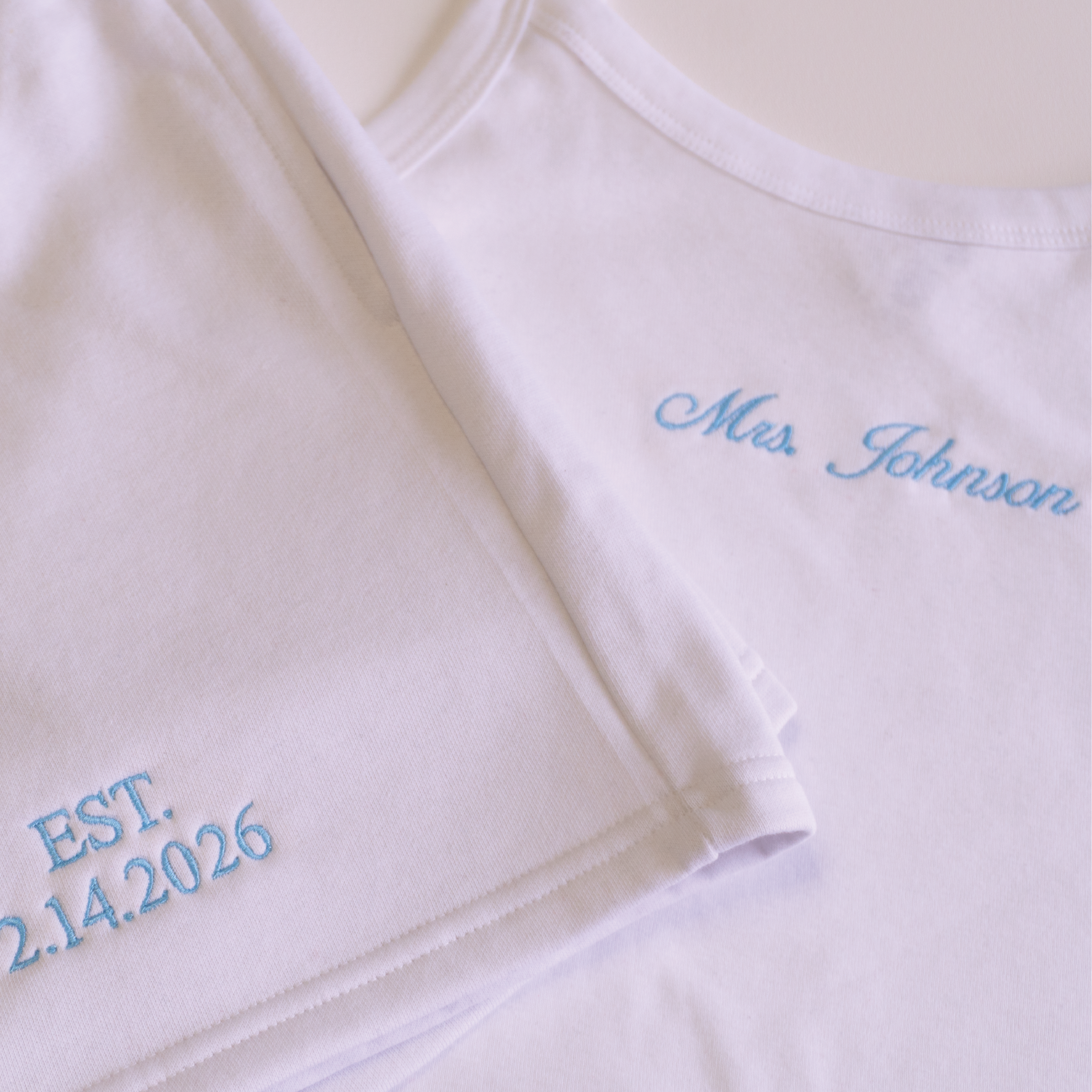 Custom Embroidered Mrs. Lounge Set - Personalized Bride Tank & Shorts