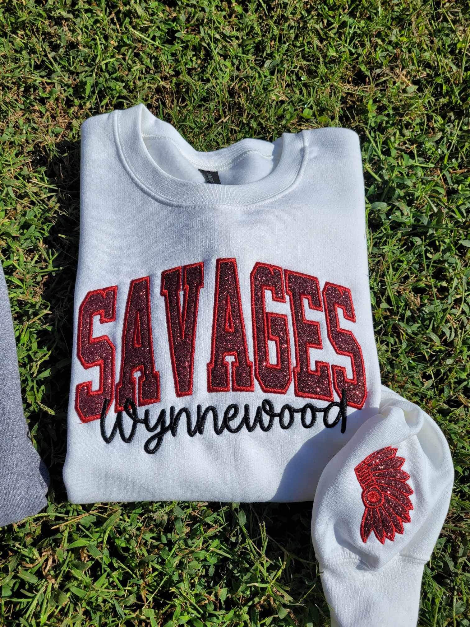 Custom Embroidery Glitter School Spirit Shỉrt