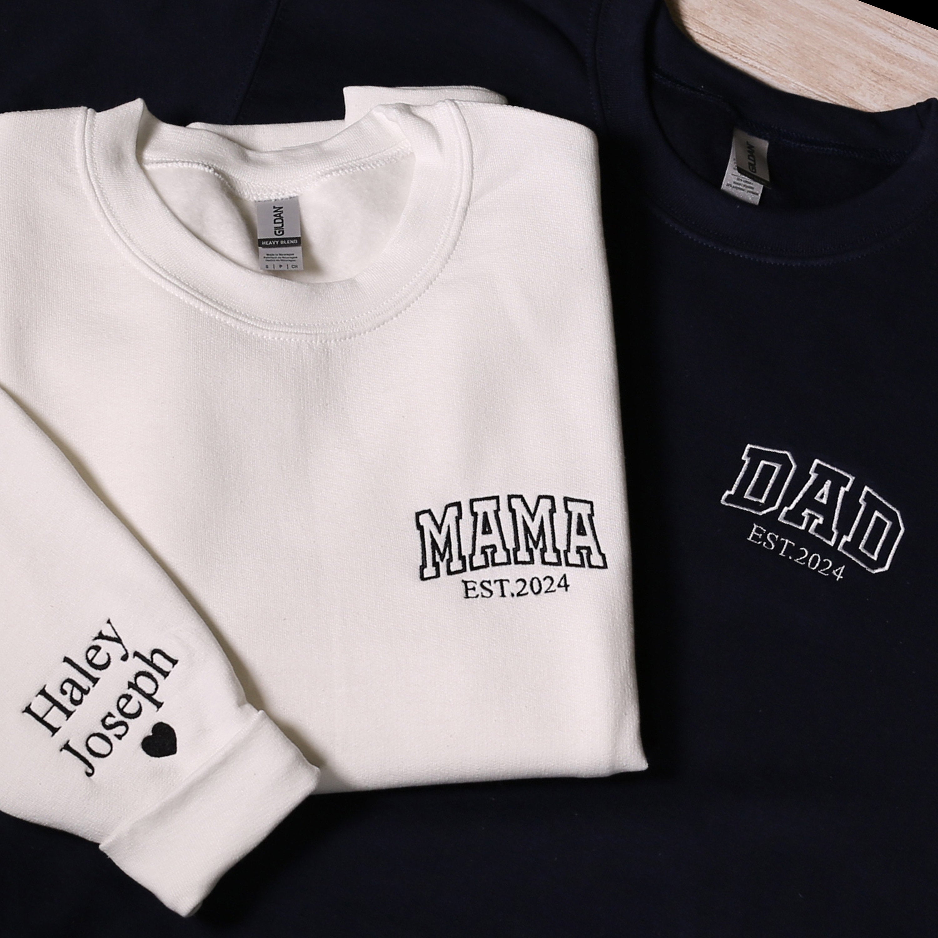 Custom Mama and Dad Est. Year Embroidery Shirt