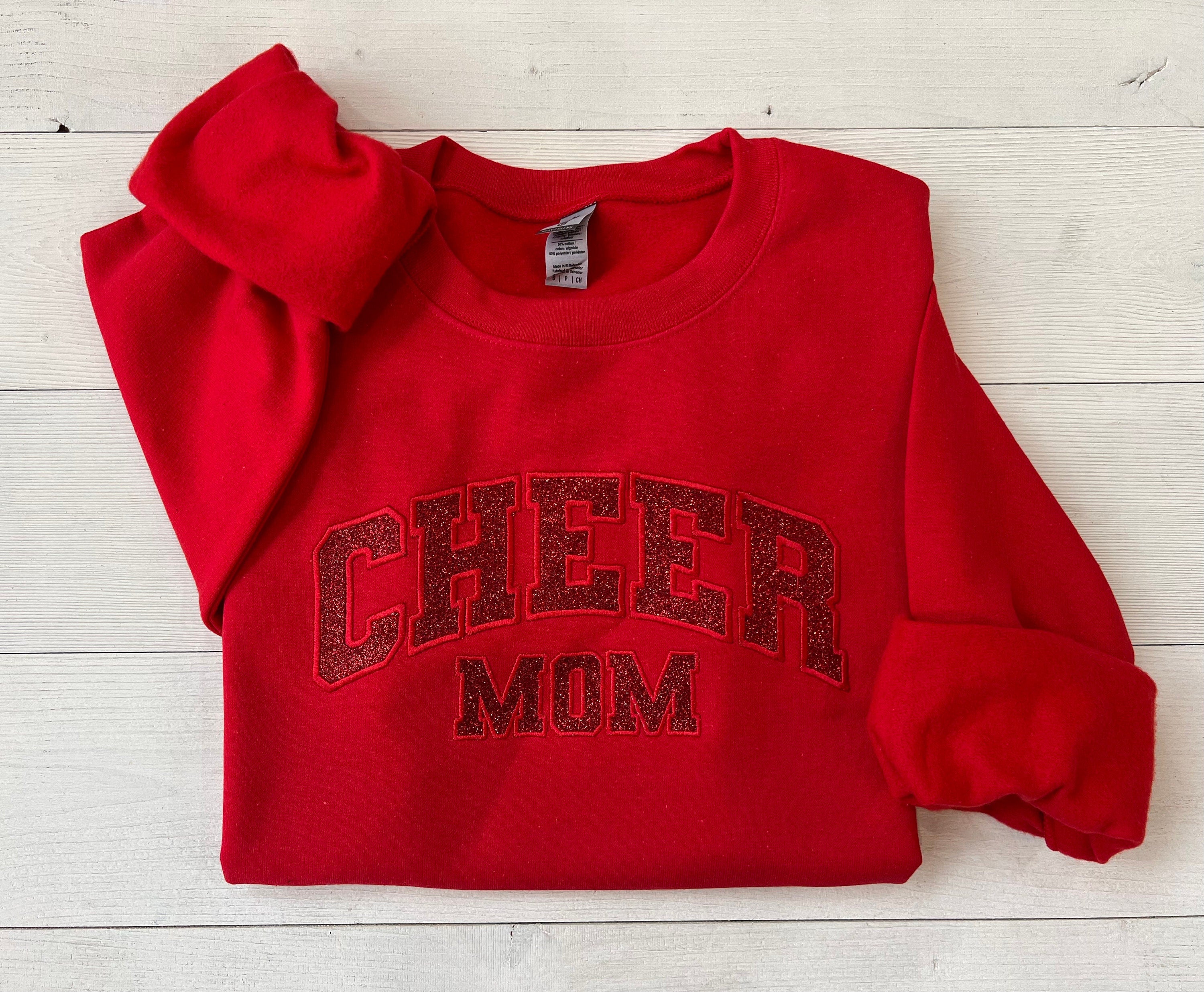 Cheer Mom Glitter Embroidery Shirt