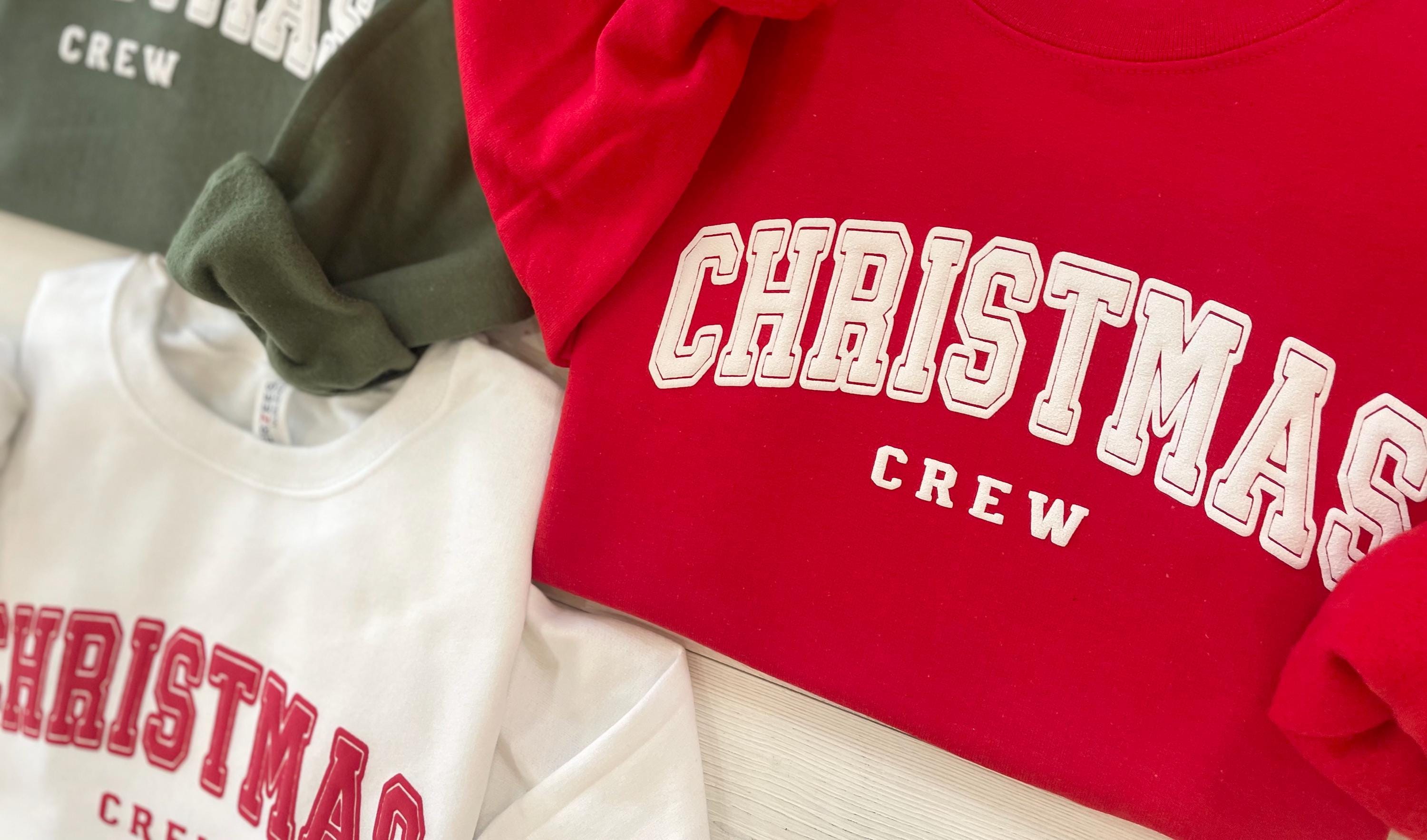 Christmas Puff Crew Sweatshirt – Classic Holiday Family Matching Crewneck, Varsity Letter Christmas Shirt
