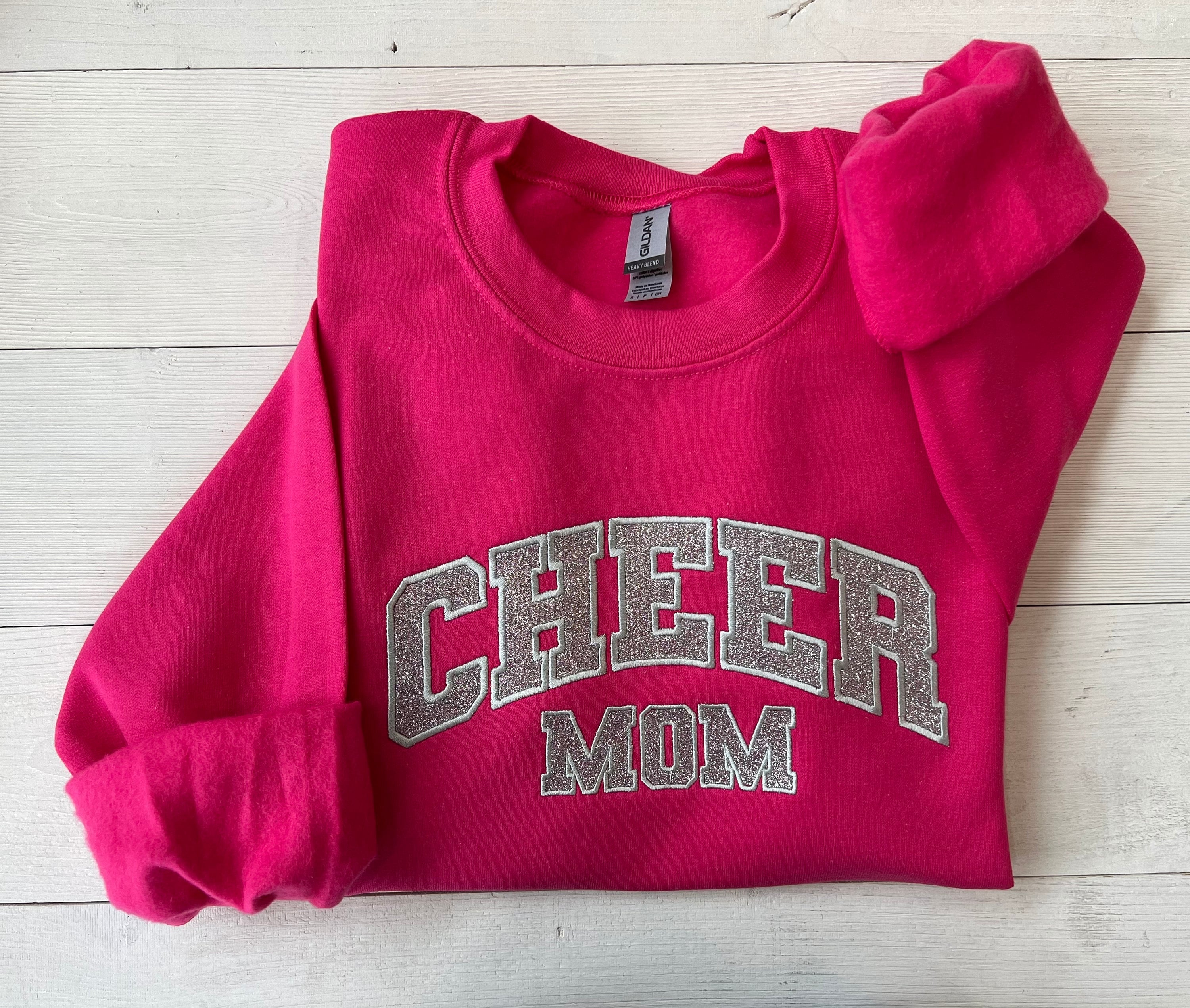 Cheer Mom Glitter Embroidery Shirt