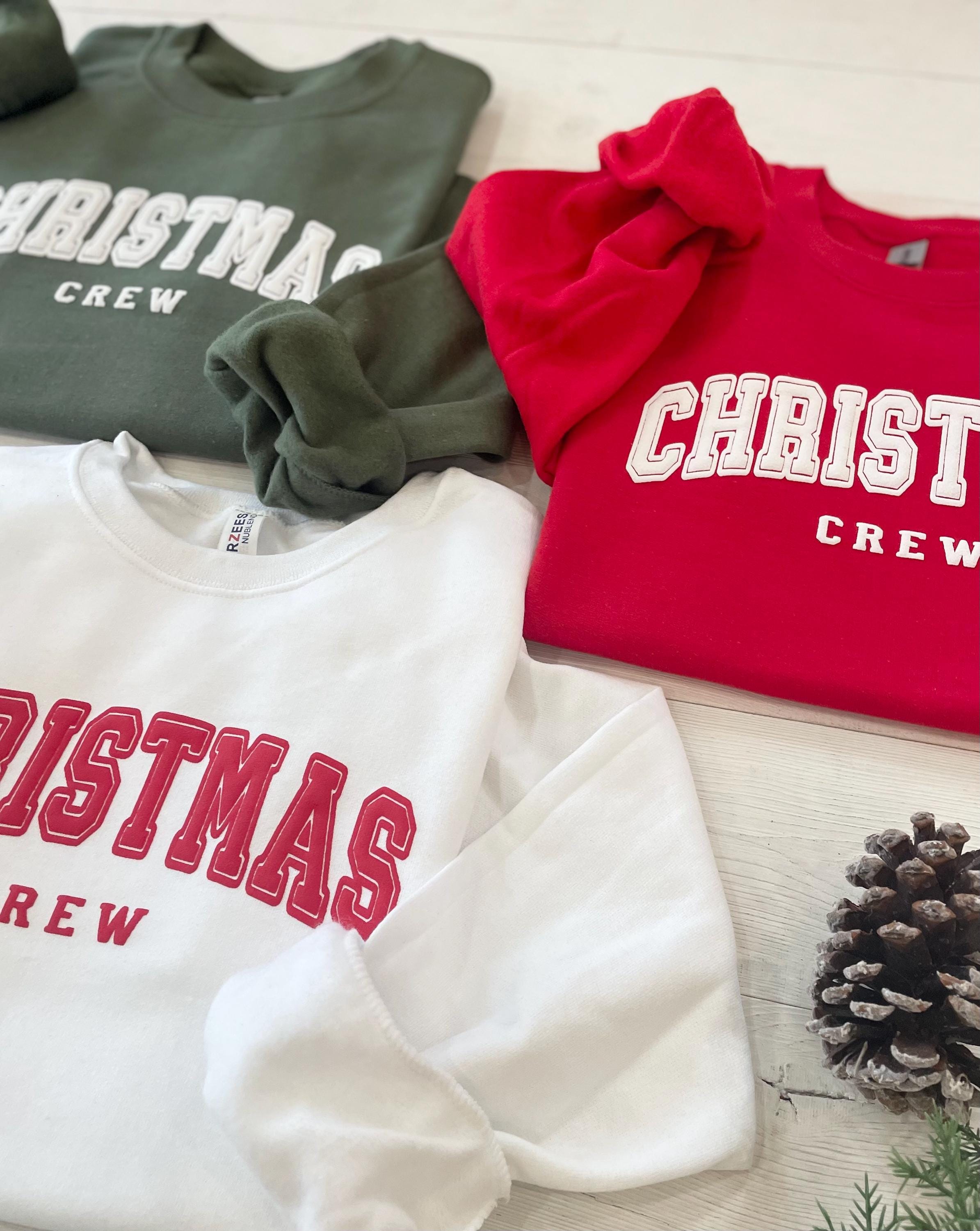 Christmas Puff Crew Sweatshirt – Classic Holiday Family Matching Crewneck, Varsity Letter Christmas Shirt