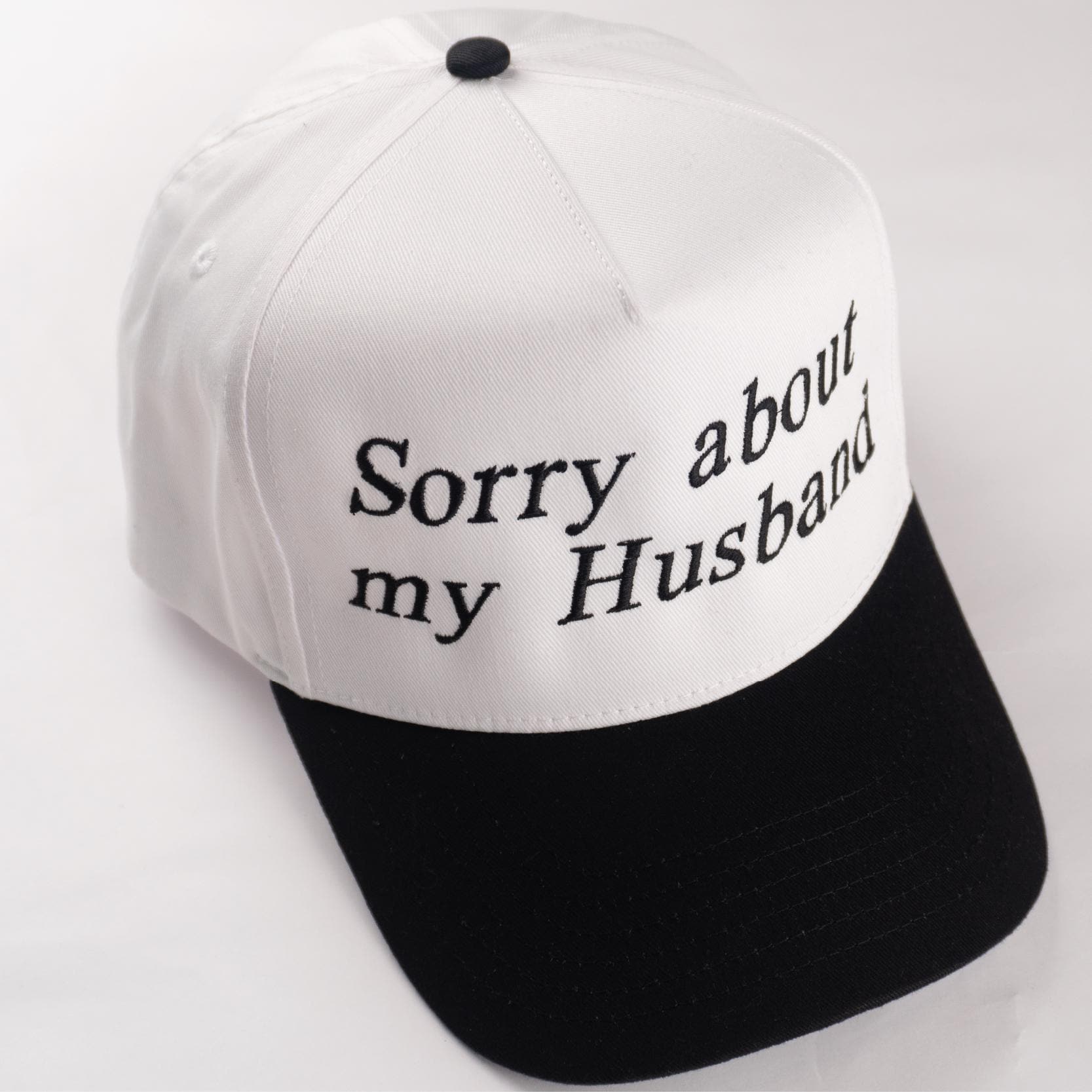 Sorry About My Husband Hat, Funny Wife Hat, Sarcastic Embroidered Hat, Vintage Trucker Cap, Humor Gift for Women