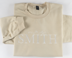 Custom Embroidered Mrs. Sweatshirt - Script & Serif Last Name Crewneck