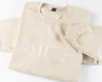 Custom Embroidered Mrs. Sweatshirt - Script & Serif Last Name Crewneck
