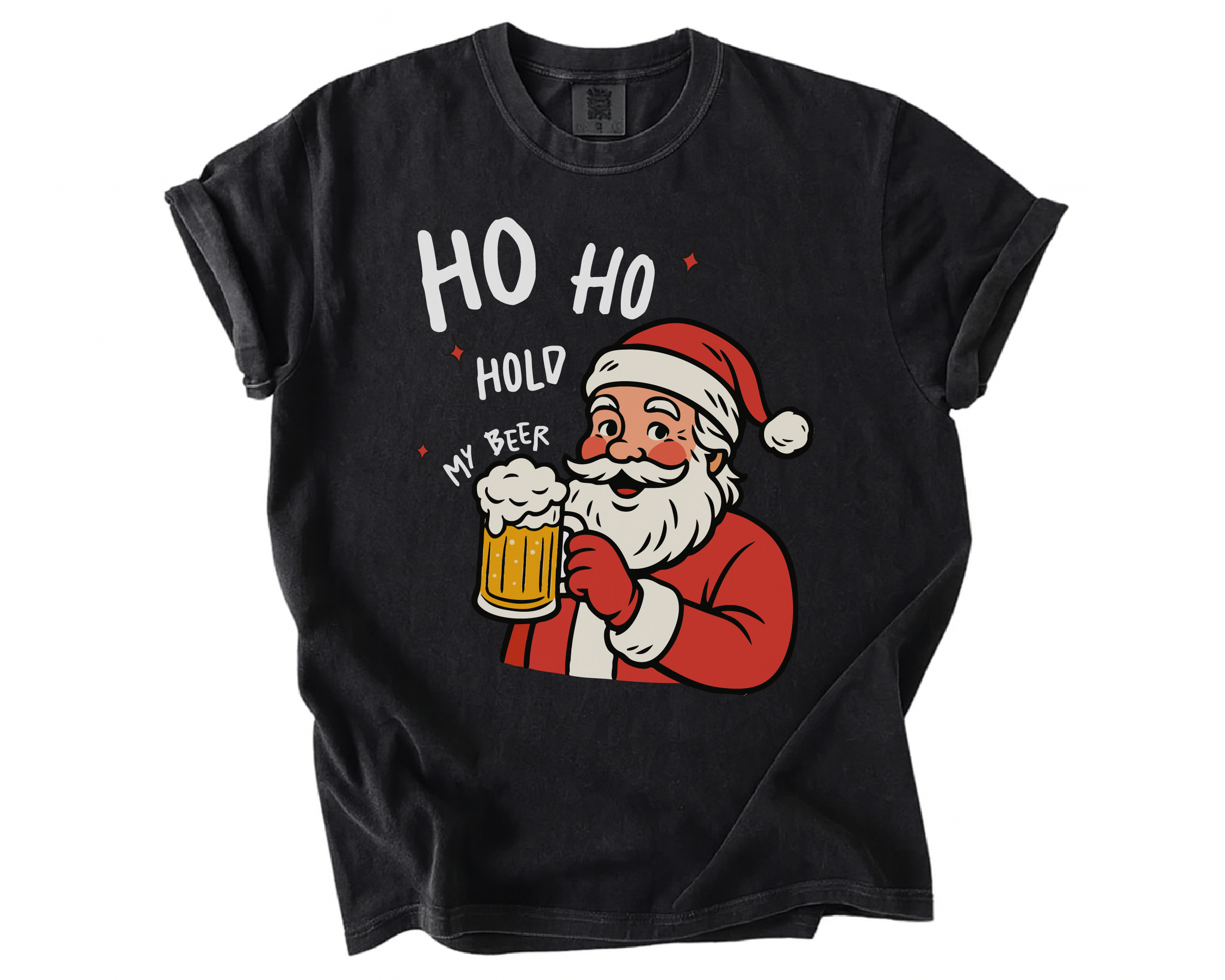 Ho Ho Hold My Beer Santa Shirt – Funny Christmas Beer T-Shirt, Santa Drinking Tee for Men, Holiday Party Gift