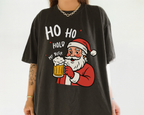 Ho Ho Hold My Beer Santa Shirt – Funny Christmas Beer T-Shirt, Santa Drinking Tee for Men, Holiday Party Gift