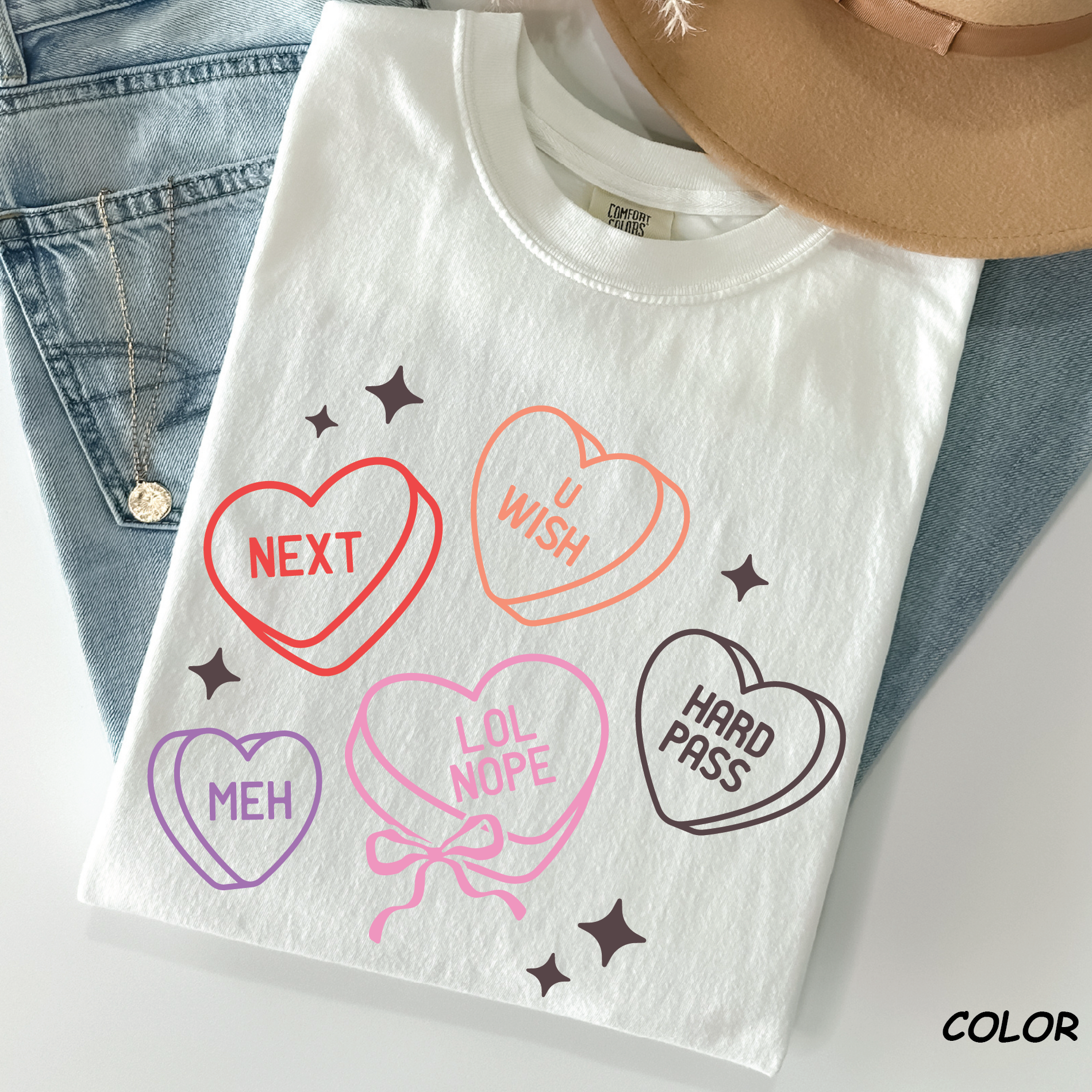 Comfort Colors® Anti-Valentine Shirt - Funny Sarcastic Conversation Hearts - vl31