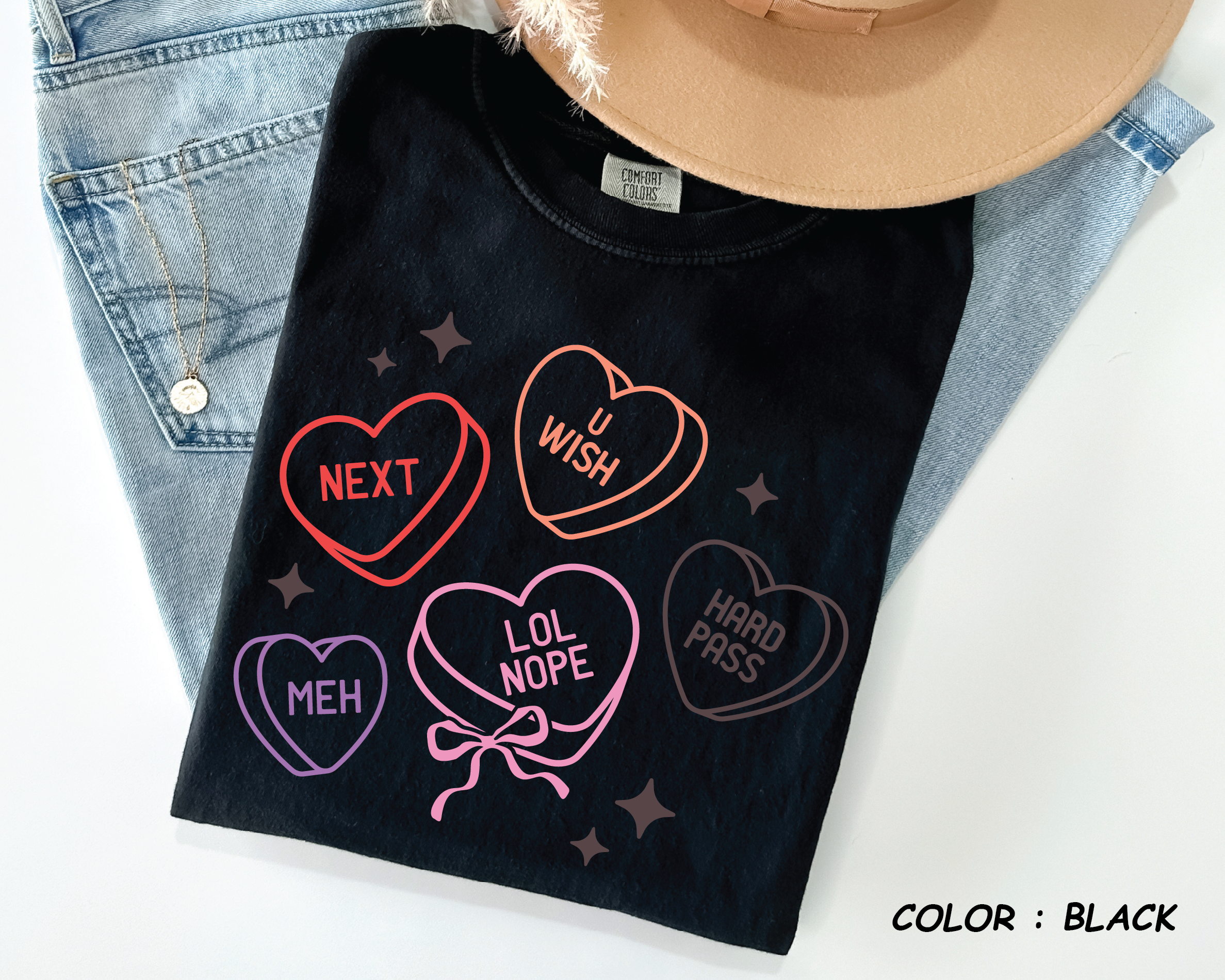 Comfort Colors® Anti-Valentine Shirt - Funny Sarcastic Conversation Hearts - vl31