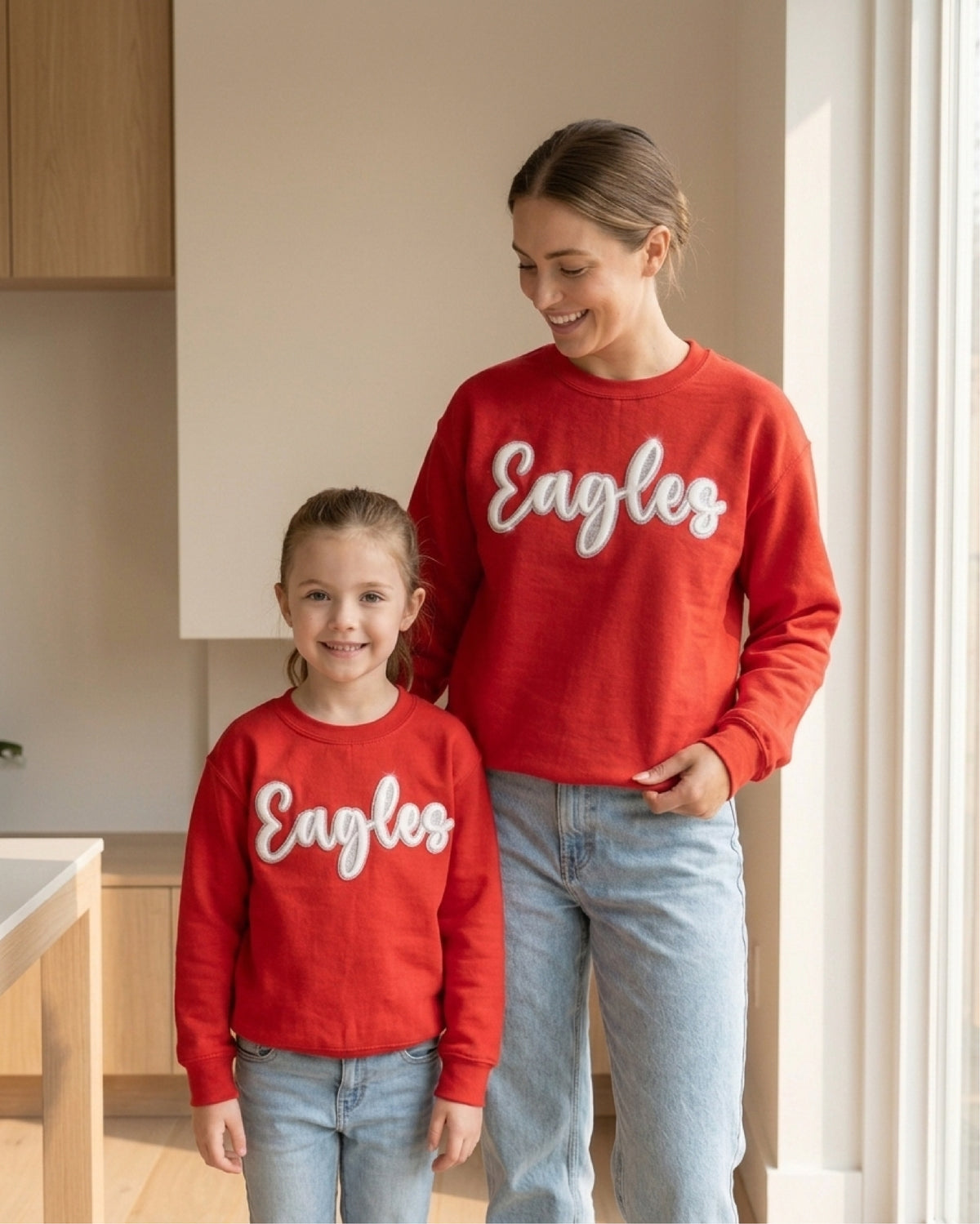 Adult Custom Puff & Glitter Team Name Sweatshirt | Personalized Mascot Spirit Wear