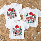 Personalized Christmas Squad T-shirts in black with Santa hat design – matching family holiday shirts for Christmas parties